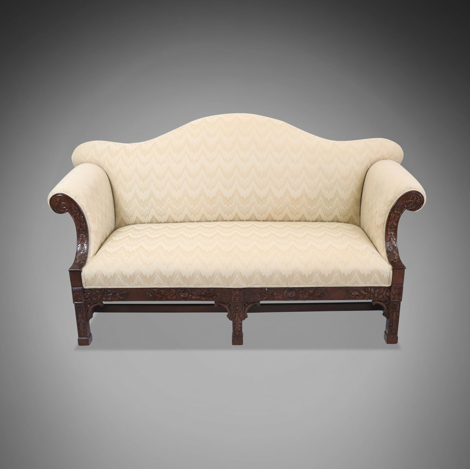 Camel Back Sofa with a Carved Frame (1 of 13)