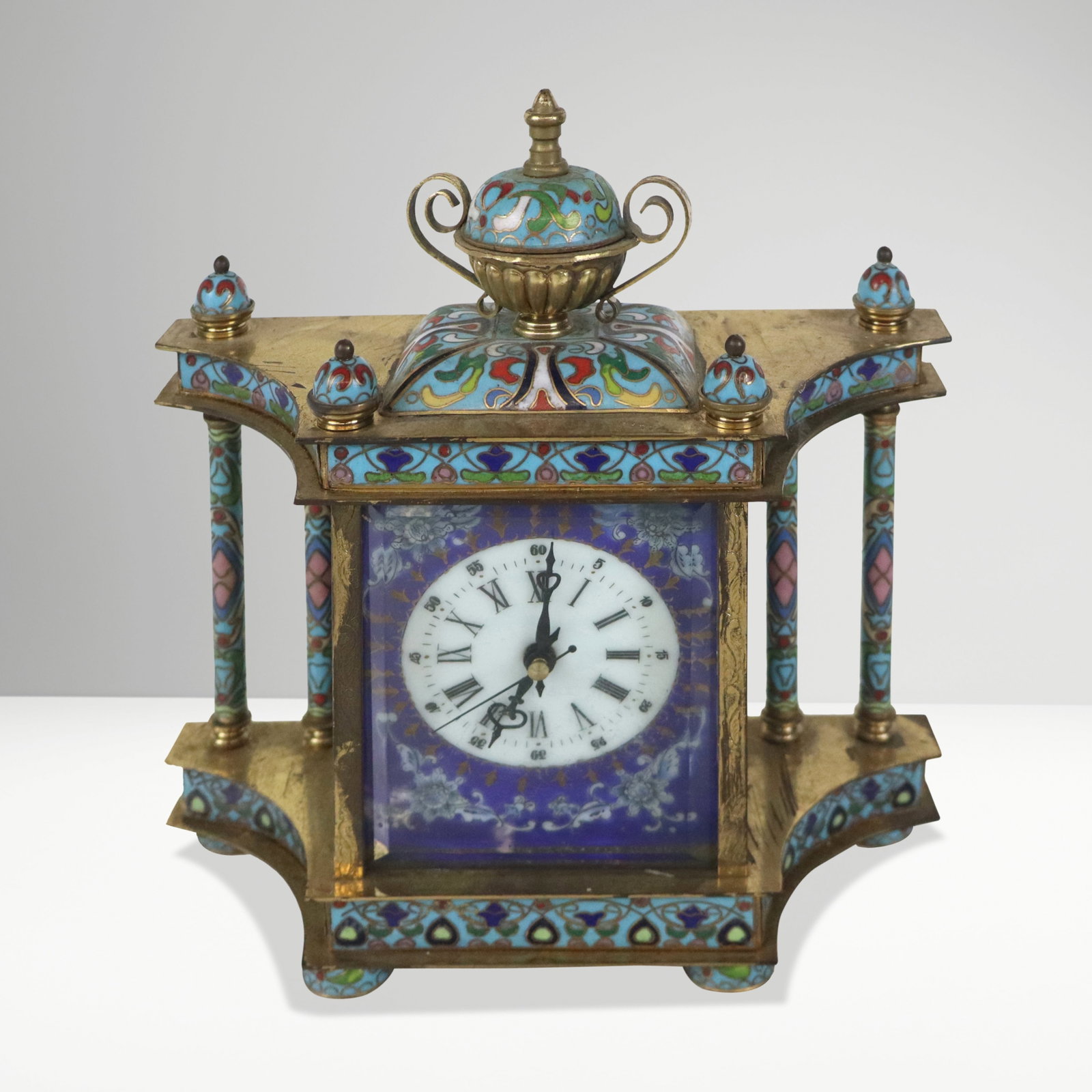Cloisonne Enamel and Brass Desk Clock (1 of 15)