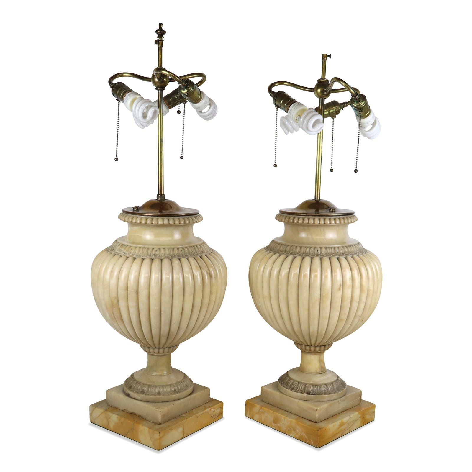 Pair of Alabaster Urn Form Lamps (1 of 11)