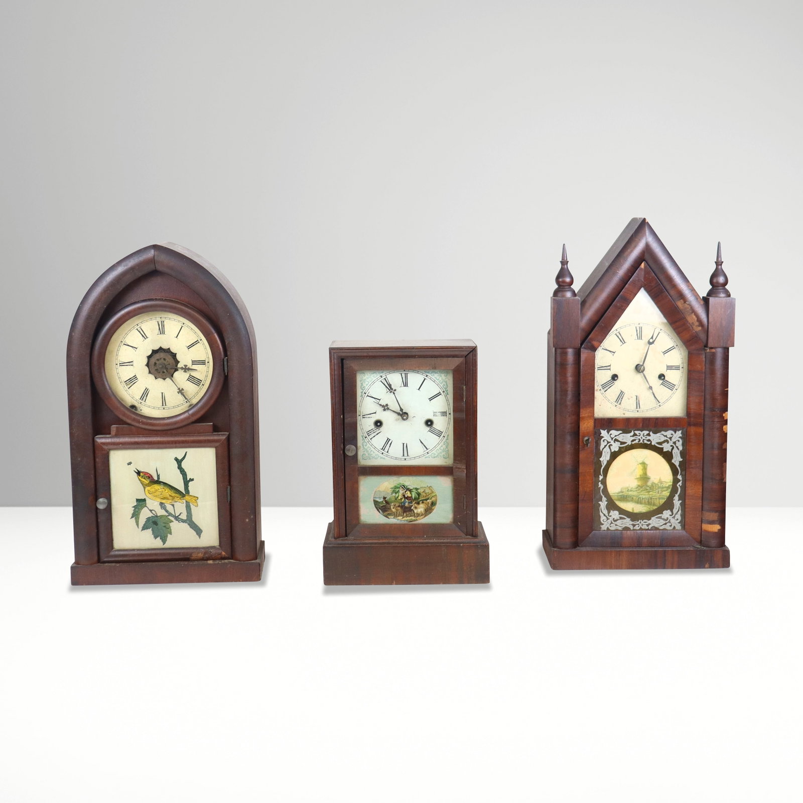 Three Mantle Clocks with Reverse Painted Details (1 of 13)