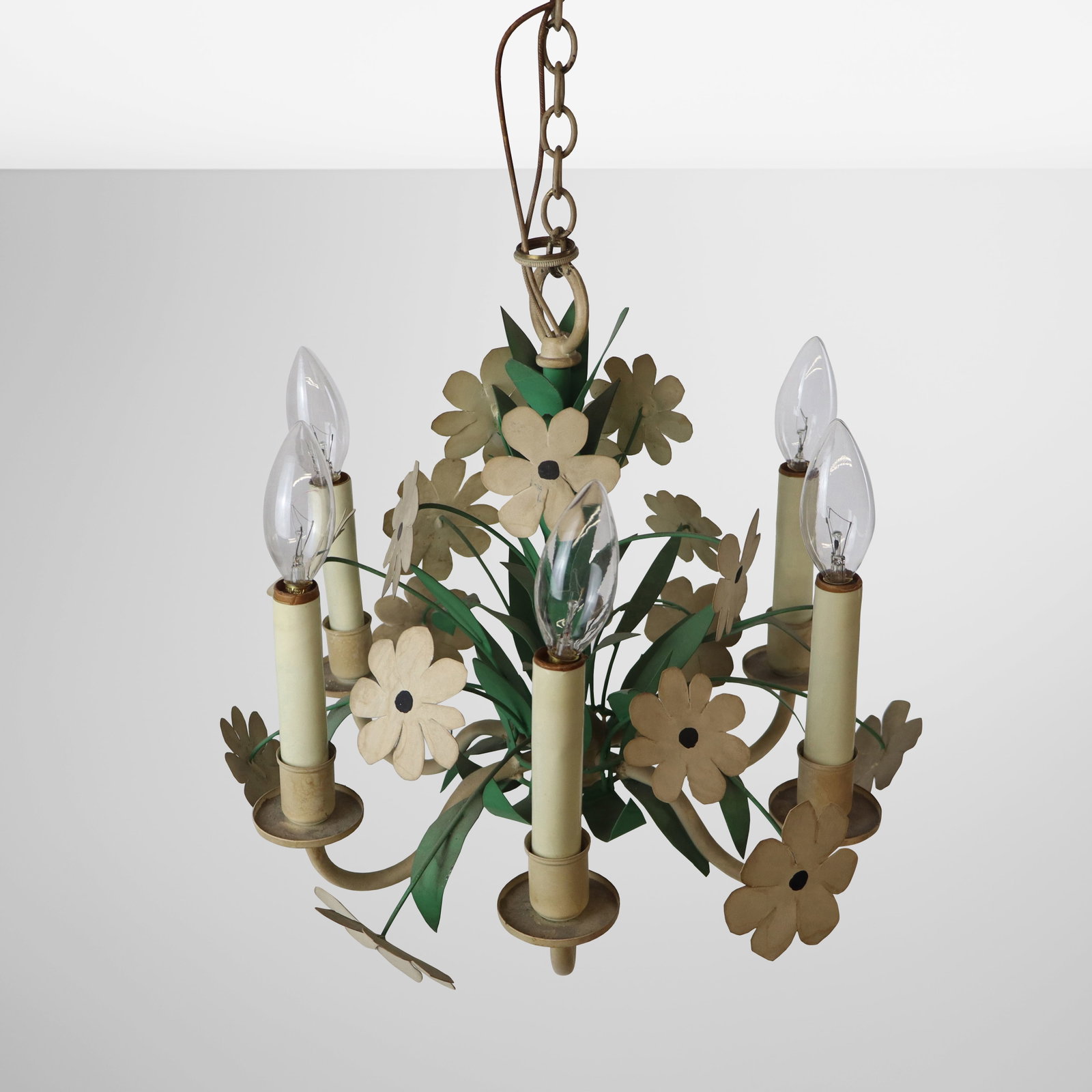 Floral Decorated and Tole-Painted Chandelier (1 of 10)