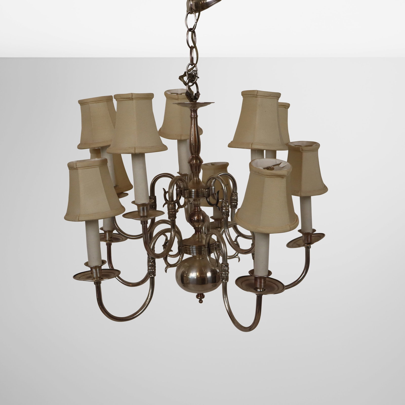 Nickel Plated 10-Arm Chandelier (1 of 13)