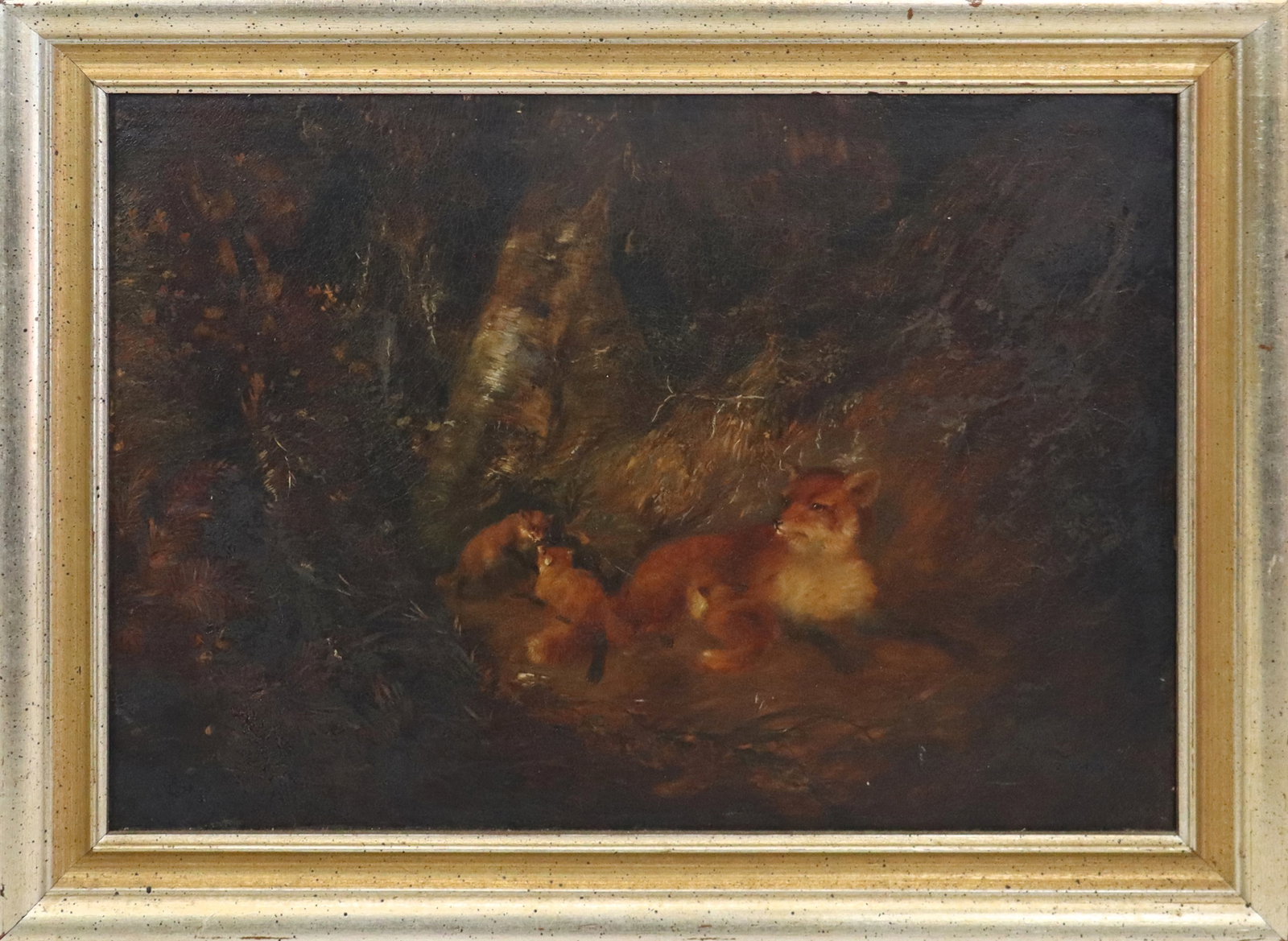 English School Oil on Canvas with Foxes (1 of 10)