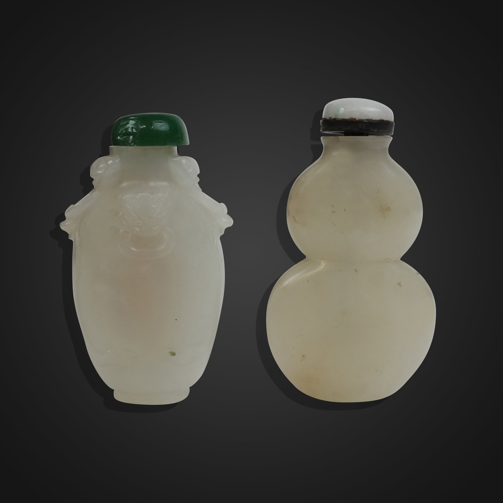 Two Carved Jade Snuff Bottles (1 of 8)