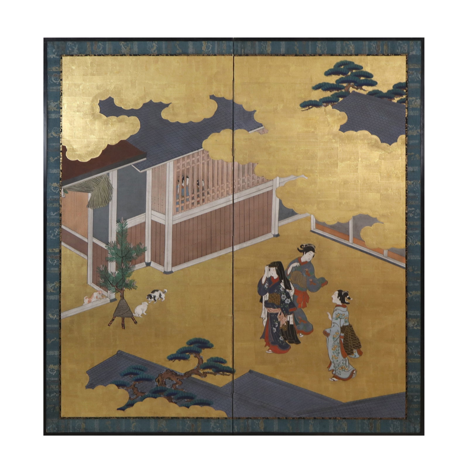Japanese Painted Two Panel Floor Screen (1 of 18)