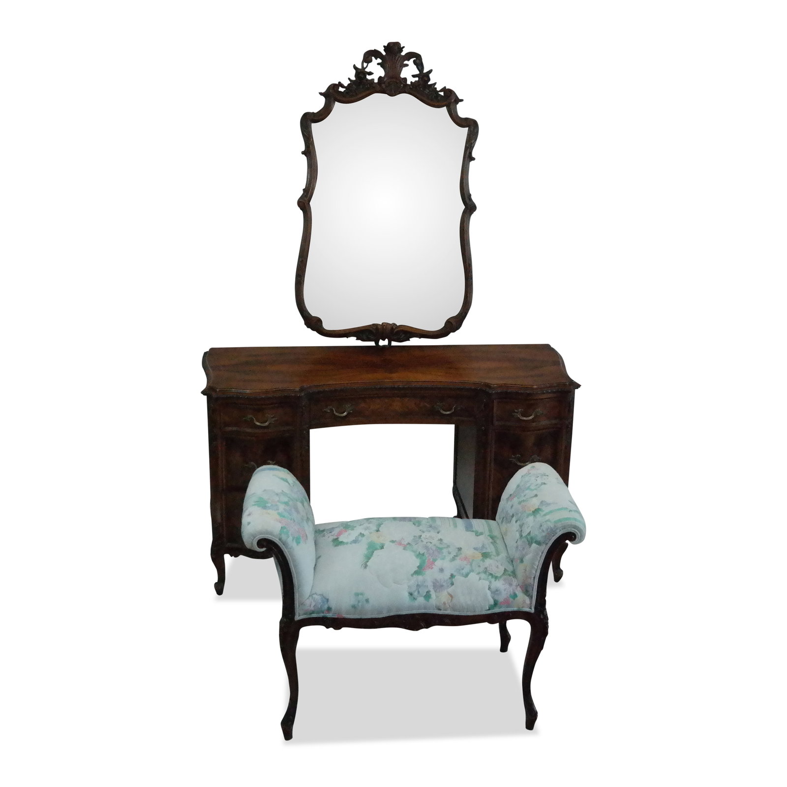 English Mahogany Vanity and Bench and Mirror (1 of 20)