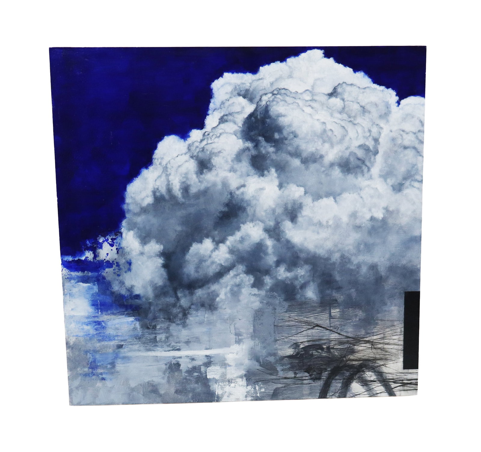 Peter ROUX East Sky Charcoal: Peter Roux (North Carolina/Massachusetts, born 1965) Suspension (East Sky) VIII, charcoal on panel, unframed, signed and dated 2016 verso. [24" Square]. Good condition. LOCATED ON CATWALK