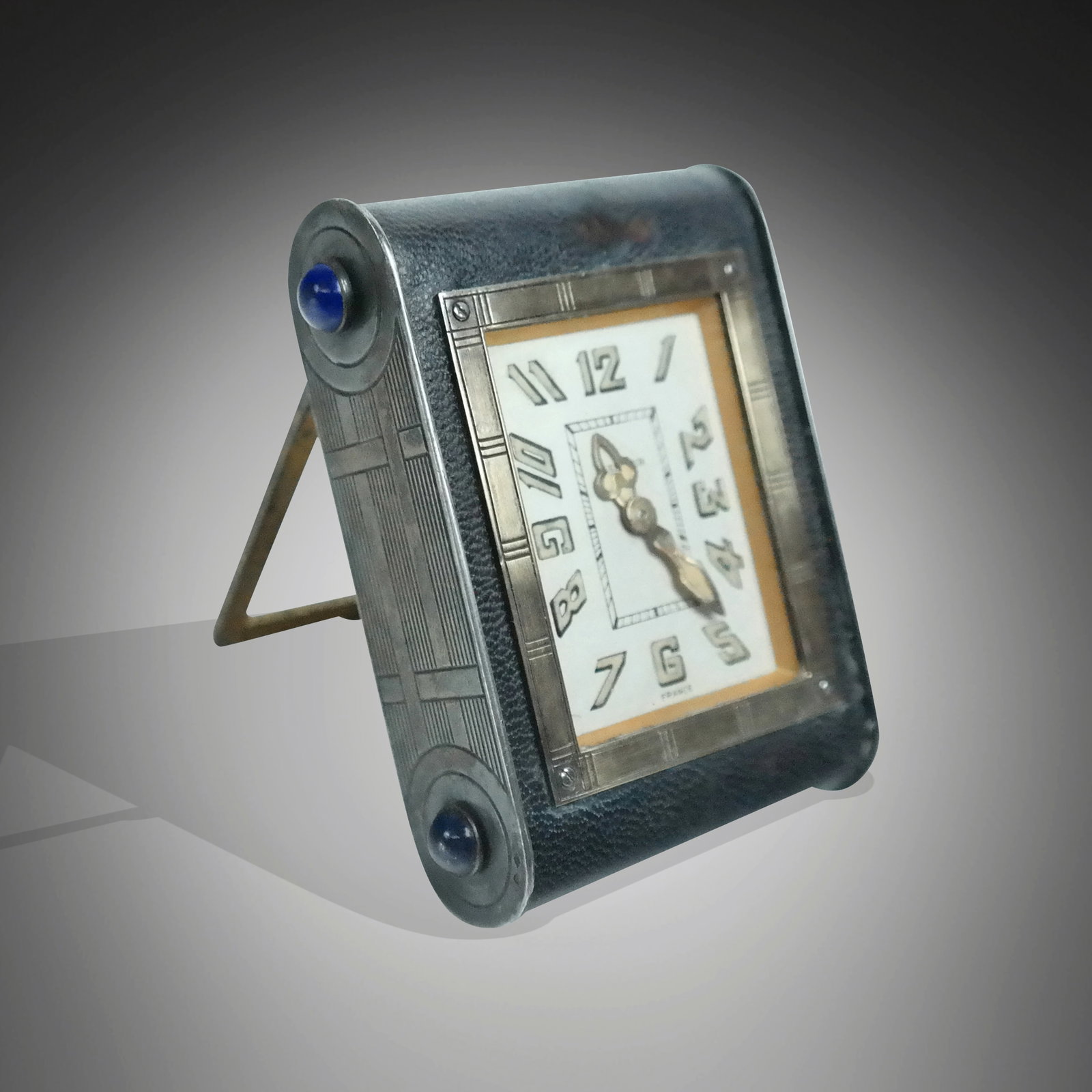 Cartier Silver, Gold, Leather & Lapis Travel Clock (1 of 10)
