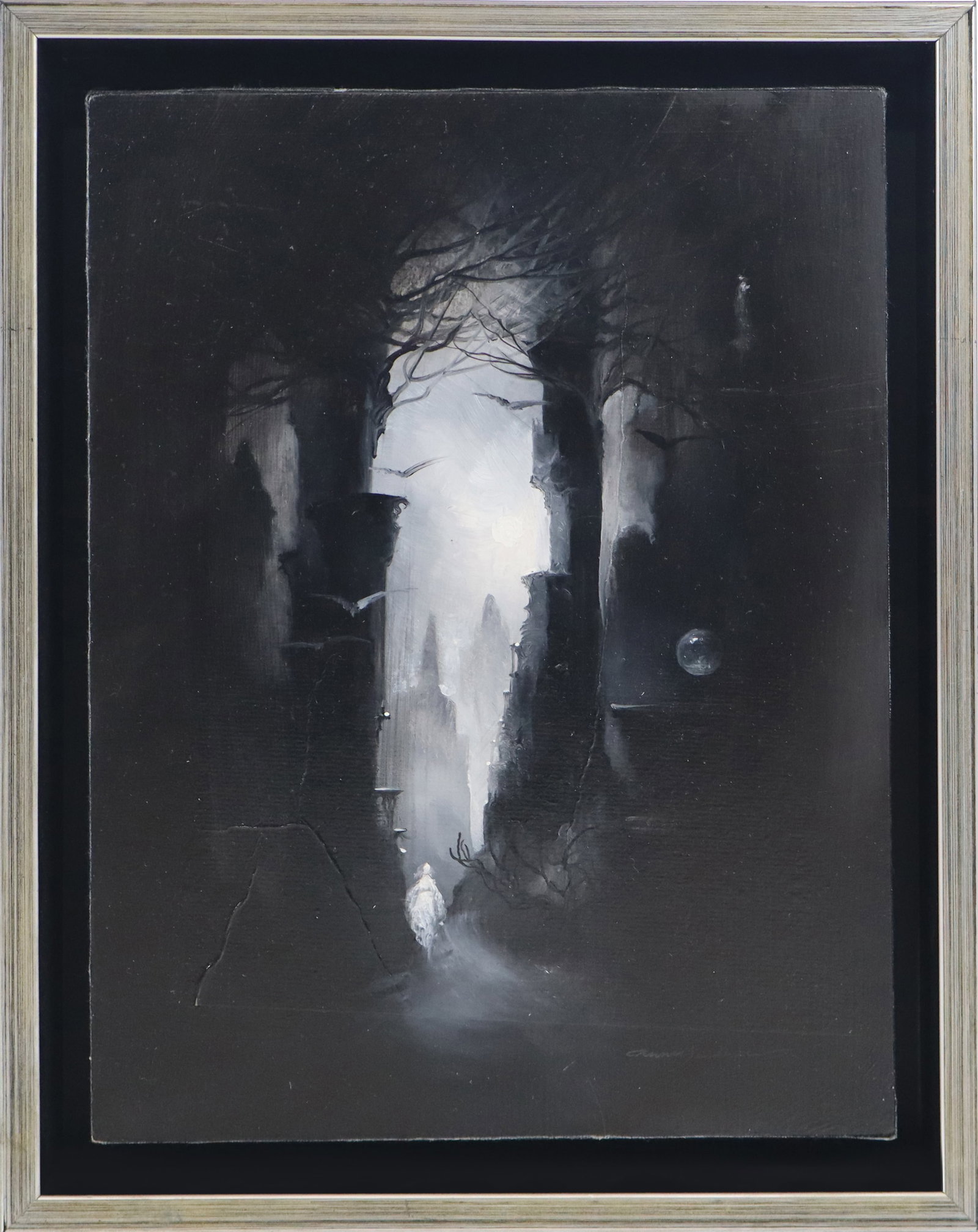 Anne BACHELIER Oil on Board of a Moonlit Landscape (1 of 11)