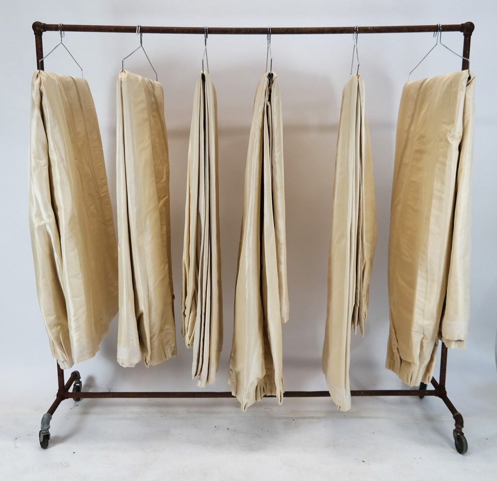 Six Damask Silk Drapery Panels (1 of 9)