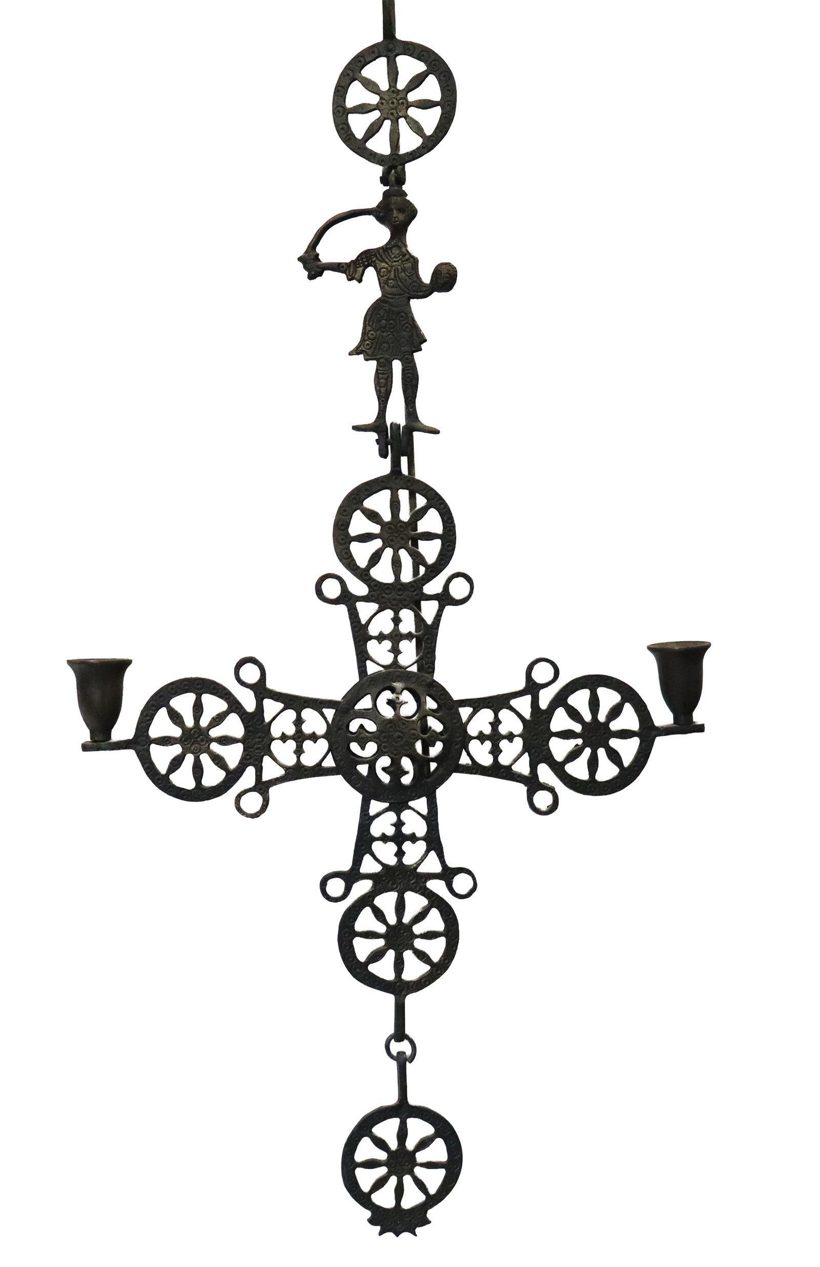 Byzantine Style Metal Cross / Candle Holder (1 of 11)