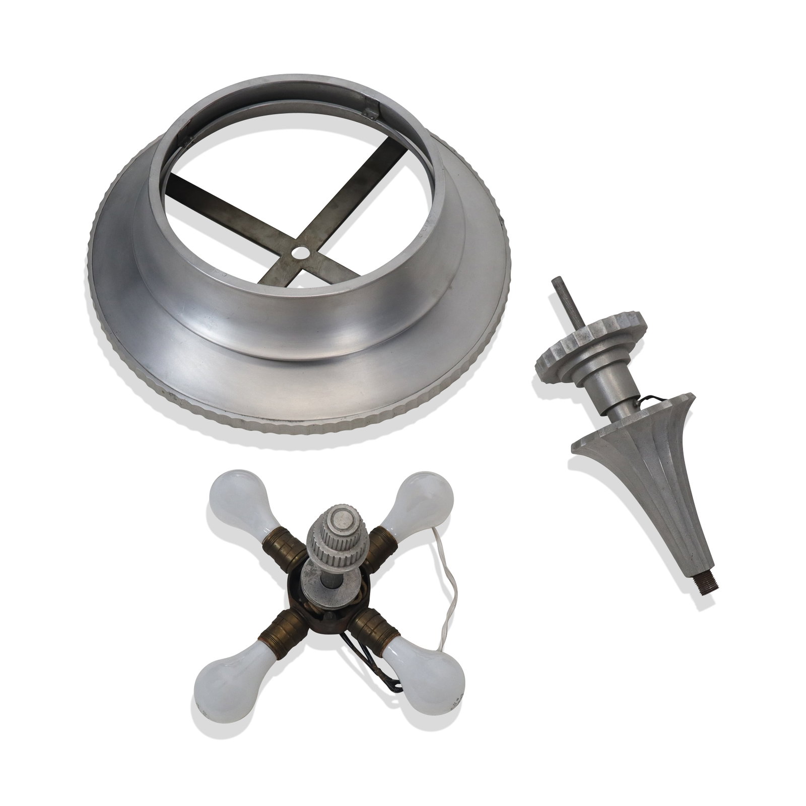 Art Deco Brushed Metal Round Light Fixture (1 of 10)