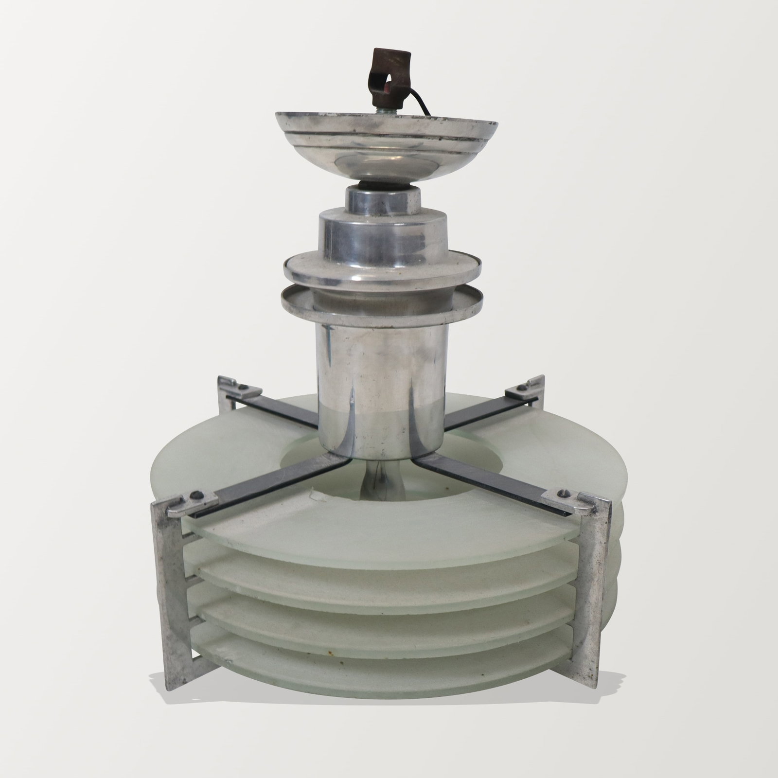 Small Art Deco Glass and Metal Fixture (1 of 10)