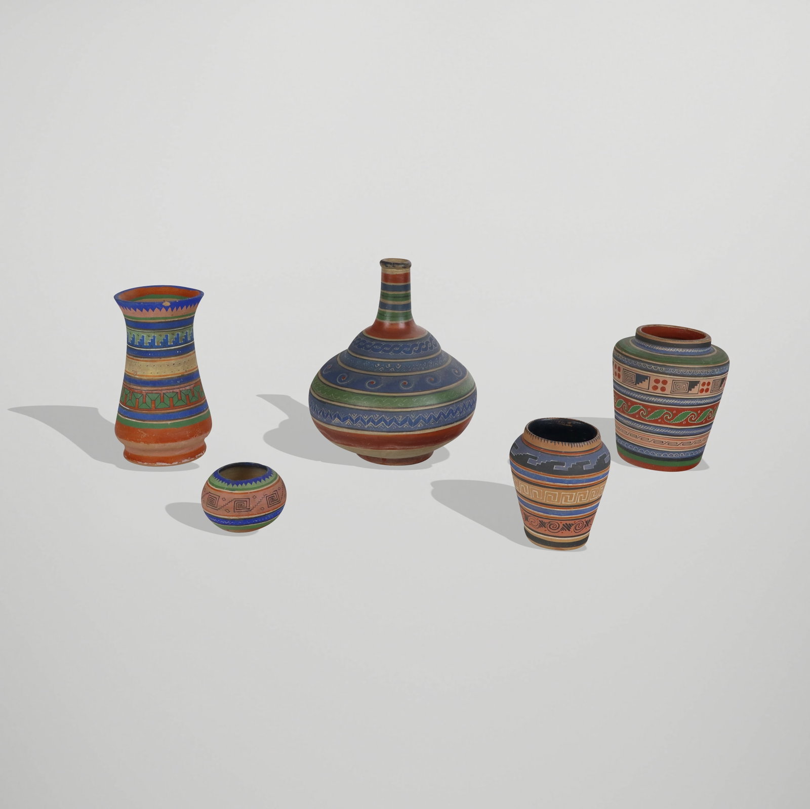 Five Mexican Tonala Pottery Vases (1 of 15)