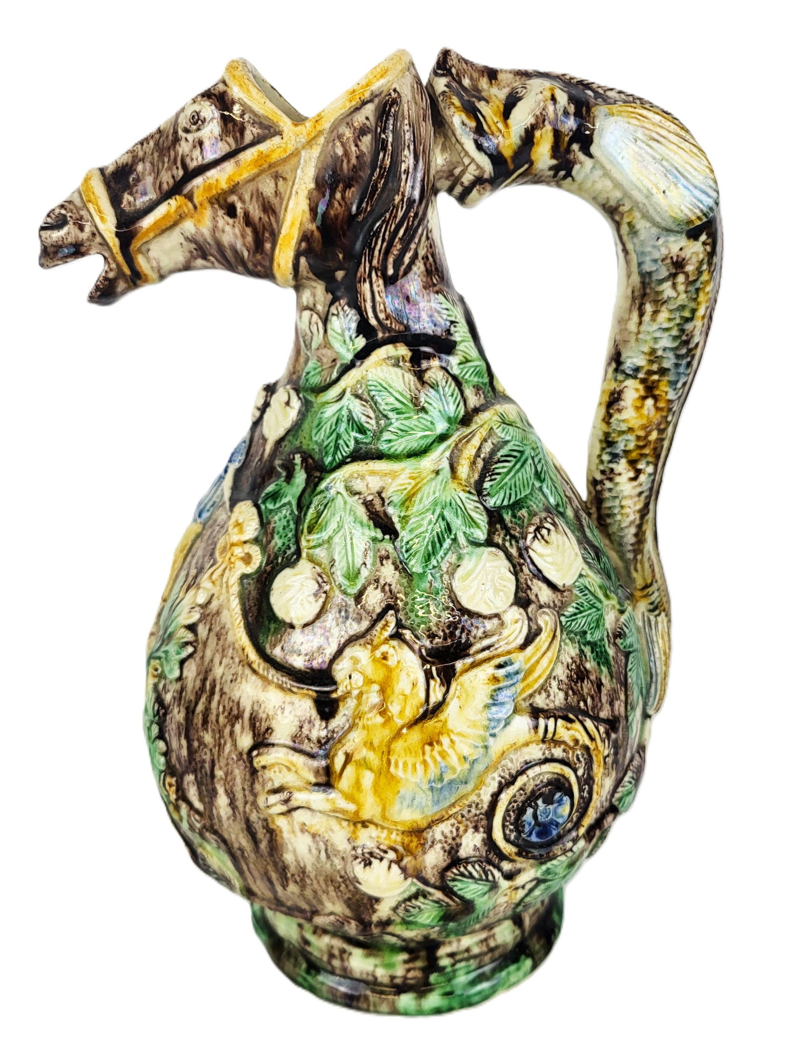 English Majolica Horse and Fish Form Pitcher (1 of 12)