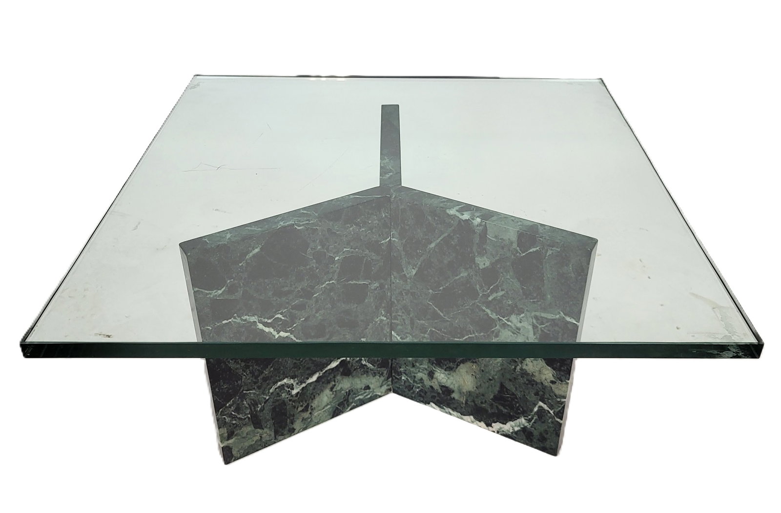 Glass Top Green Marble Coffee Table (1 of 10)