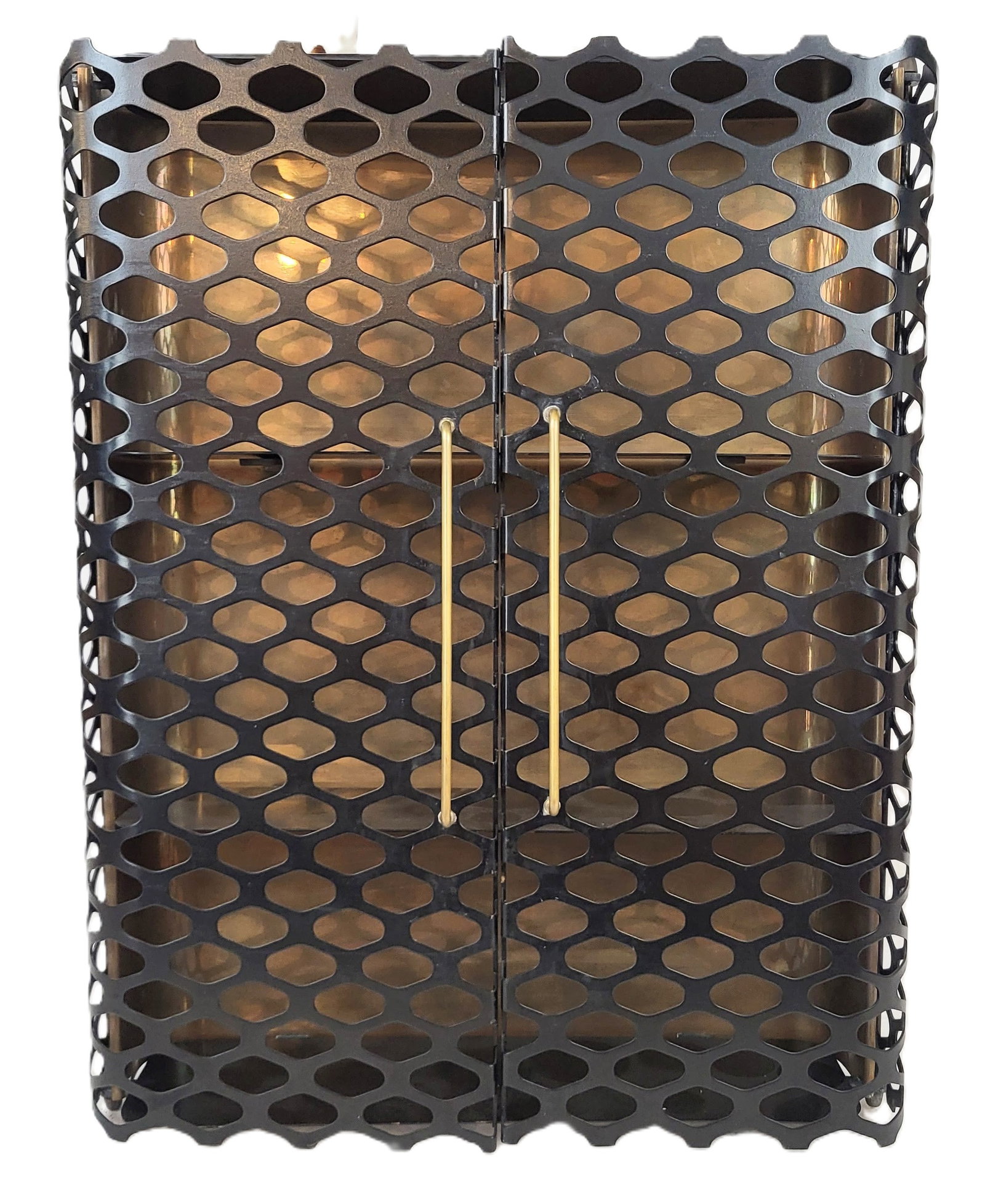 Industrial Iron and Brass Bar Cabinet (1 of 15)