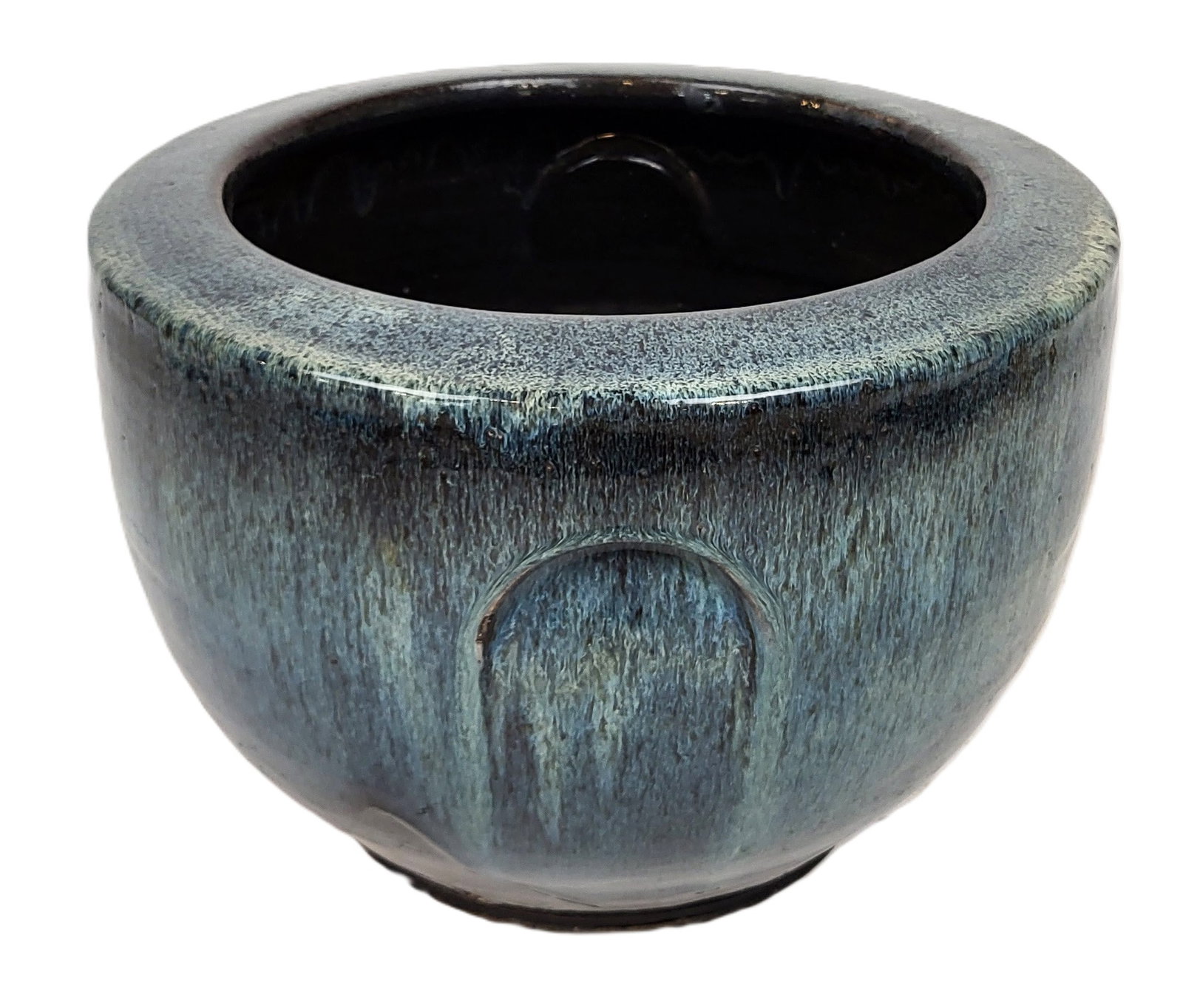 Ceramic Planter Jardiniere: Ceramic planter jardiniere, 20th century, with drain holes to base. [14" H x 19" Diameter]. Condition is good.