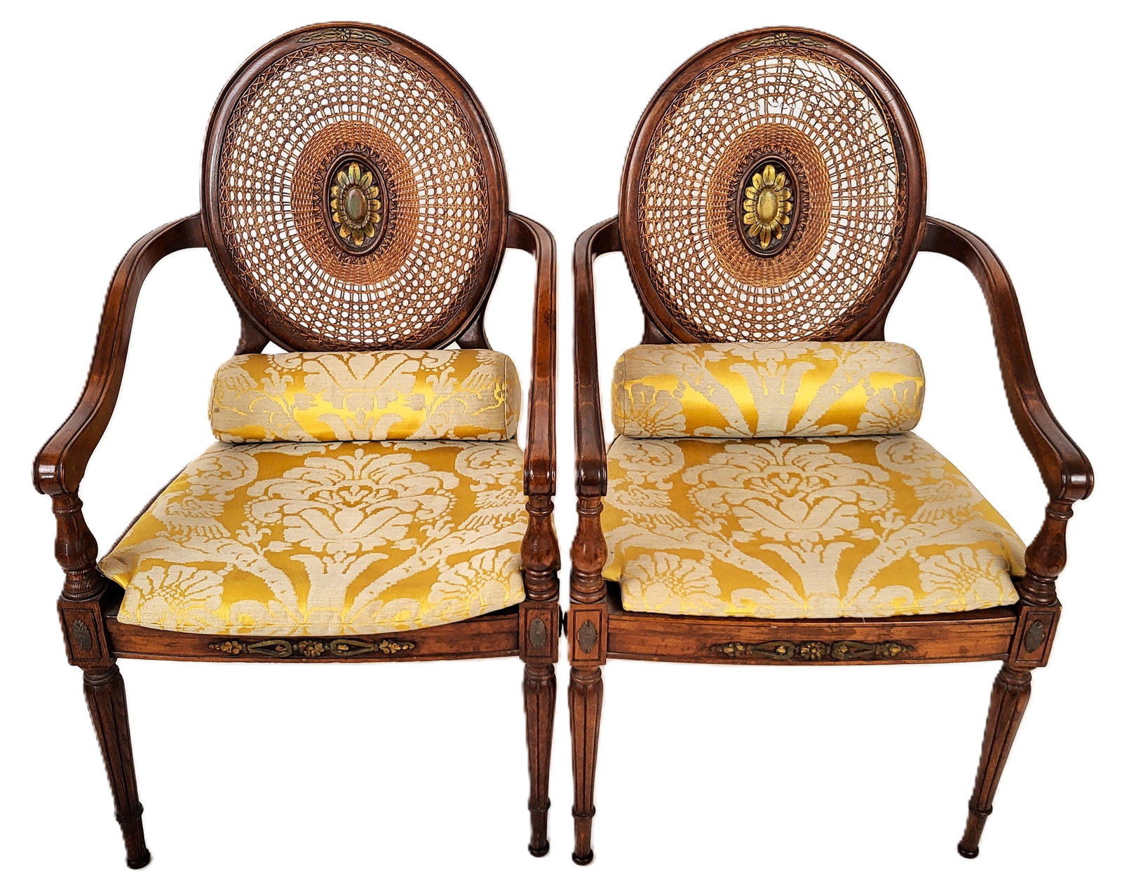 Pair of Sheraton Revival Caned Armchairs (1 of 18)