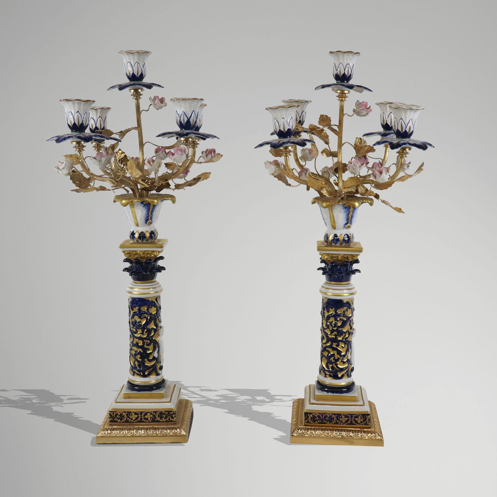 Pair of Porcelain and Gilt Decorated Candlesticks (1 of 13)