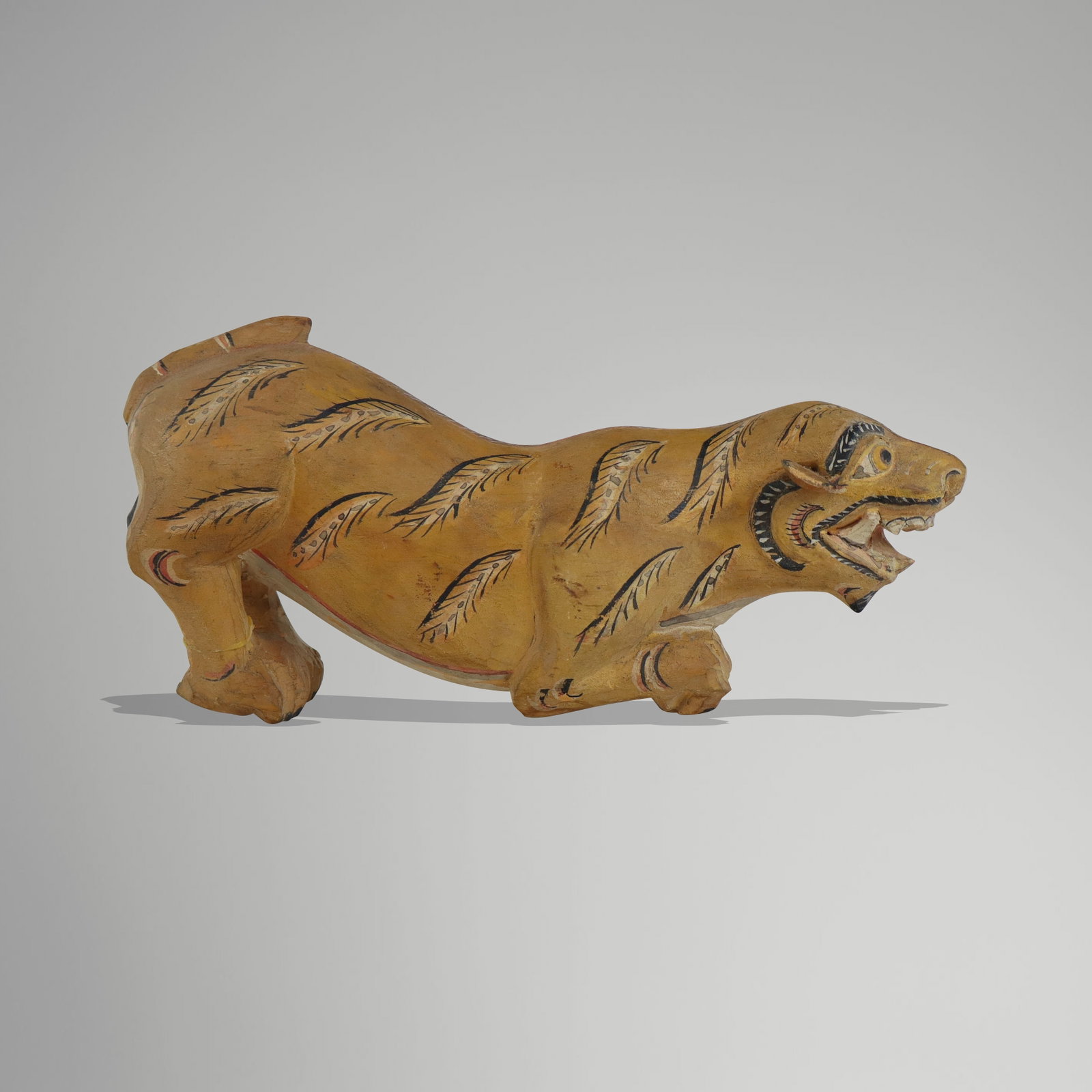 Carved and Painted Sculpture of a Tiger (1 of 11)