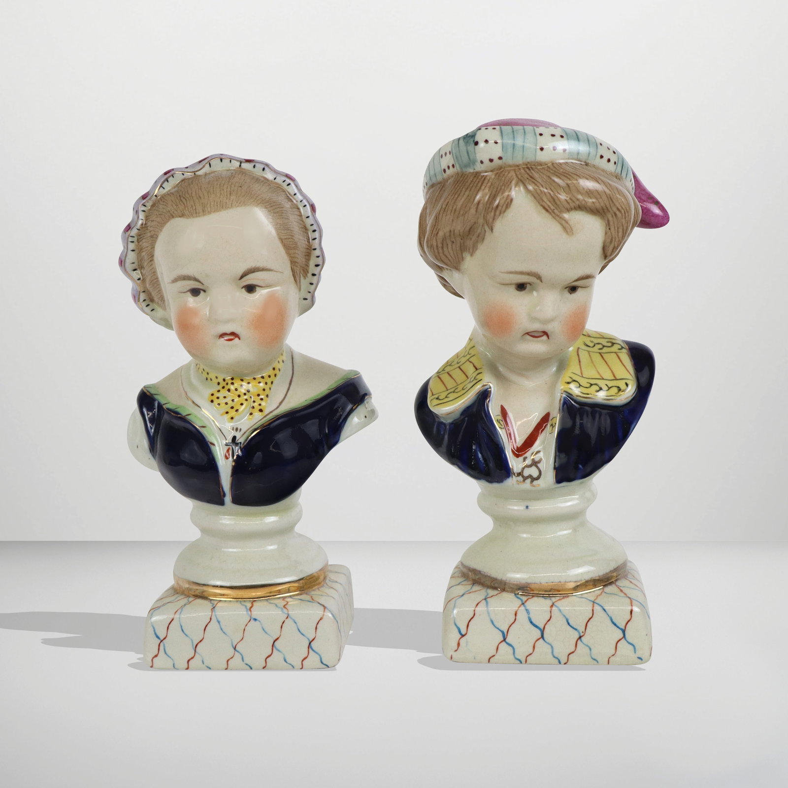 Pair of Staffordshire Bourbon Child Busts (1 of 10)
