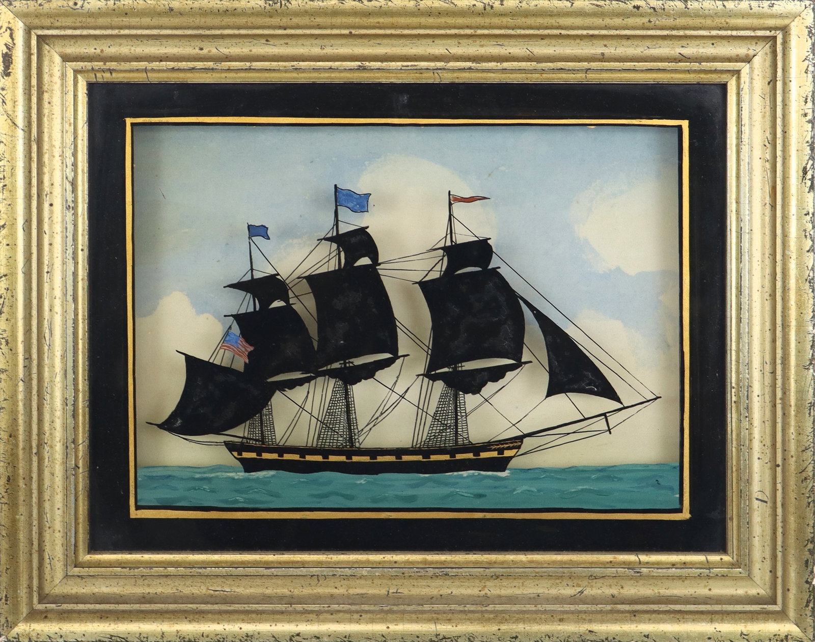 Reverse Painted Glass of a Ship (1 of 10)