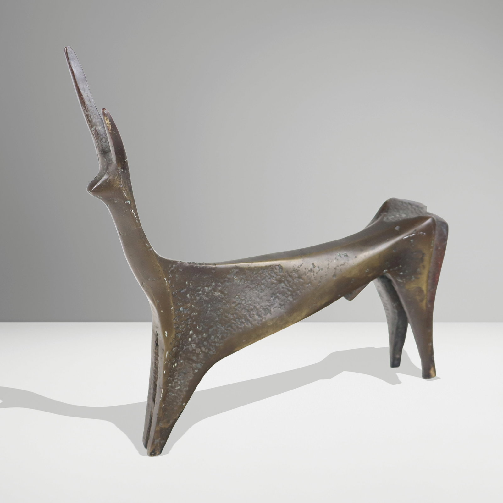Aharon Bezalel (Israeli, 1925-2012) bronze sculpture of a deer, signed and dated "AB 73". [12" H x (1 of 13)