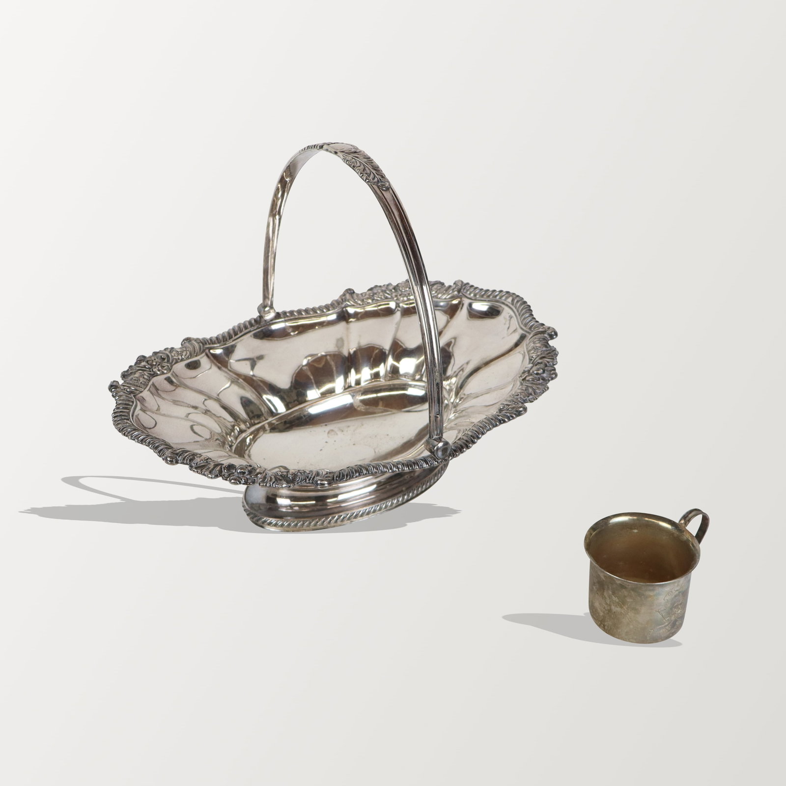 Silver Plate Basket Centerpiece and Mug (1 of 11)