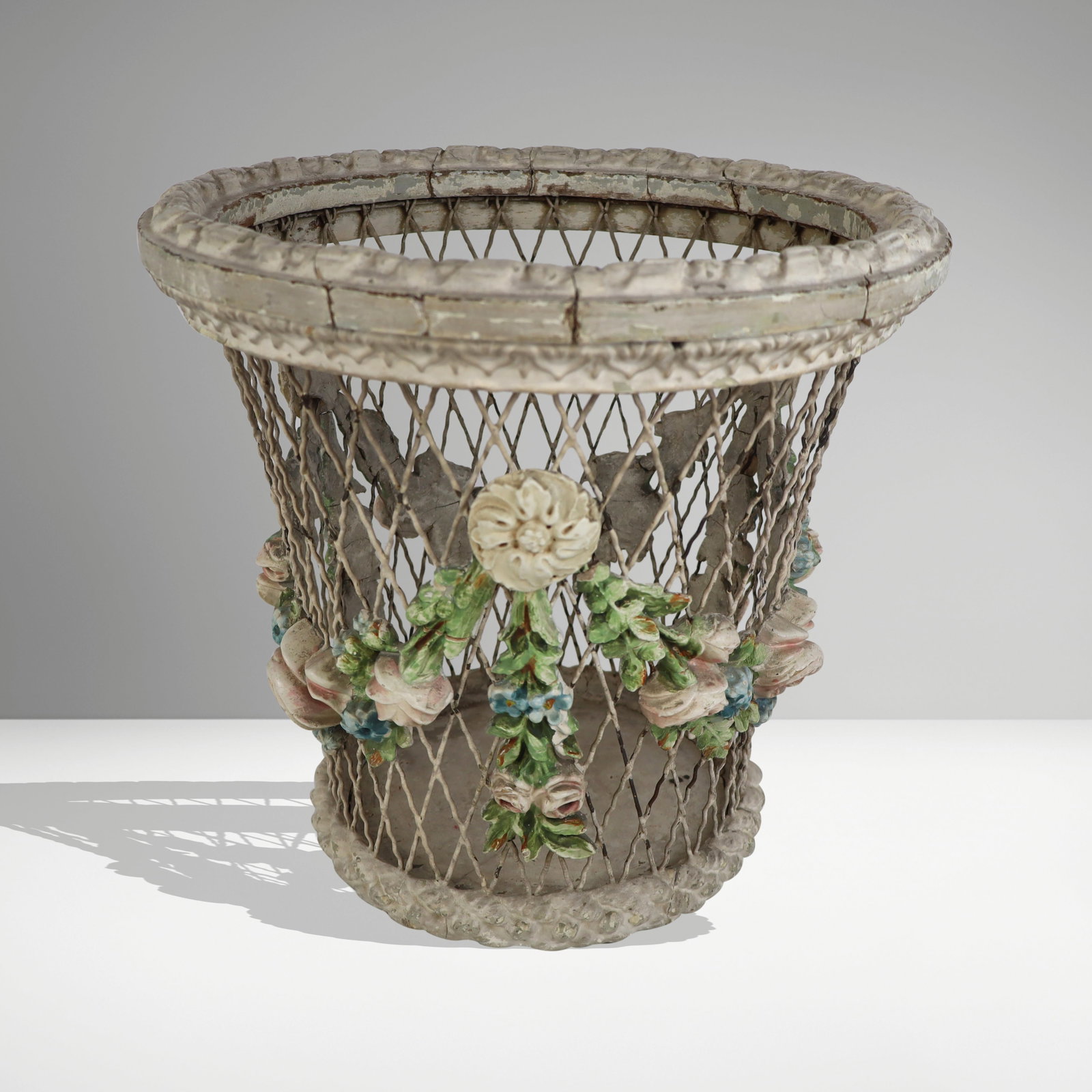 Louis XV Carved & Painted Wood Wastepaper Basket (1 of 11)