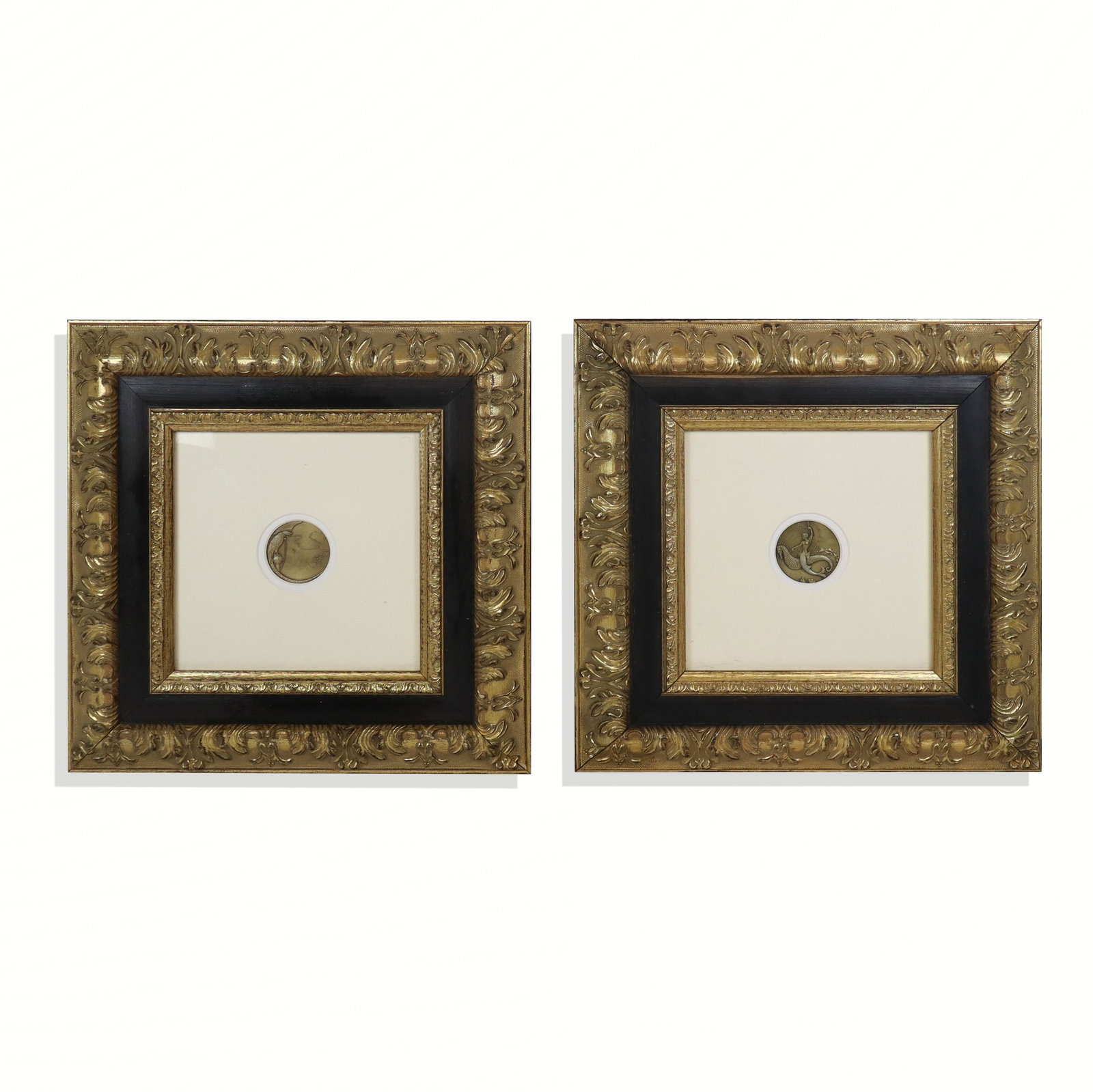 Erte Bronze Medallions in Frames, Parrot & Mermaid (1 of 14)