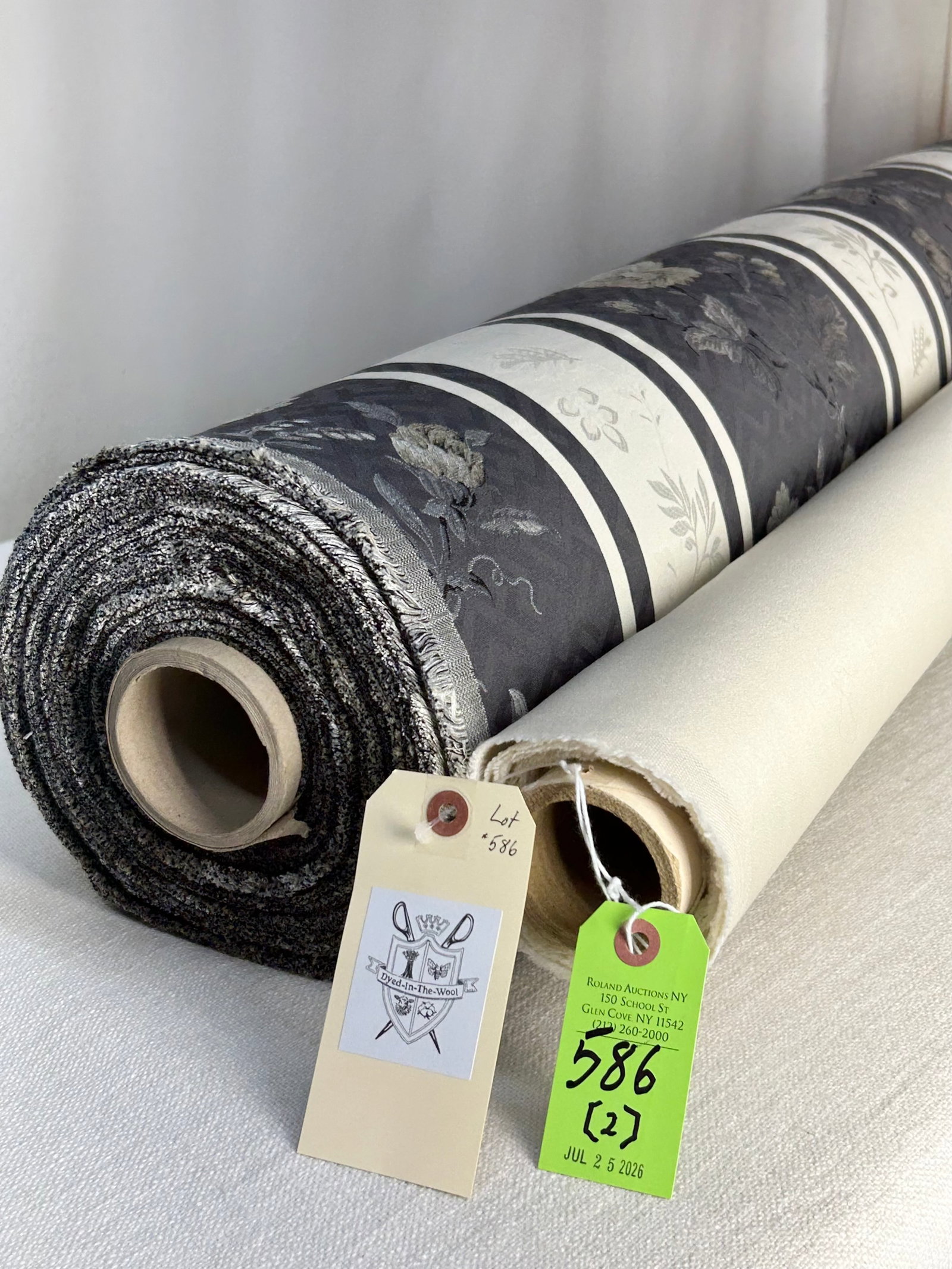 Holland & Sherry Ivory Wool And Fret's Striped Lampas Fabric (1 of 8)
