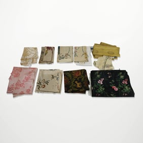 English and French Silk Brocade Fabrics and Fragments