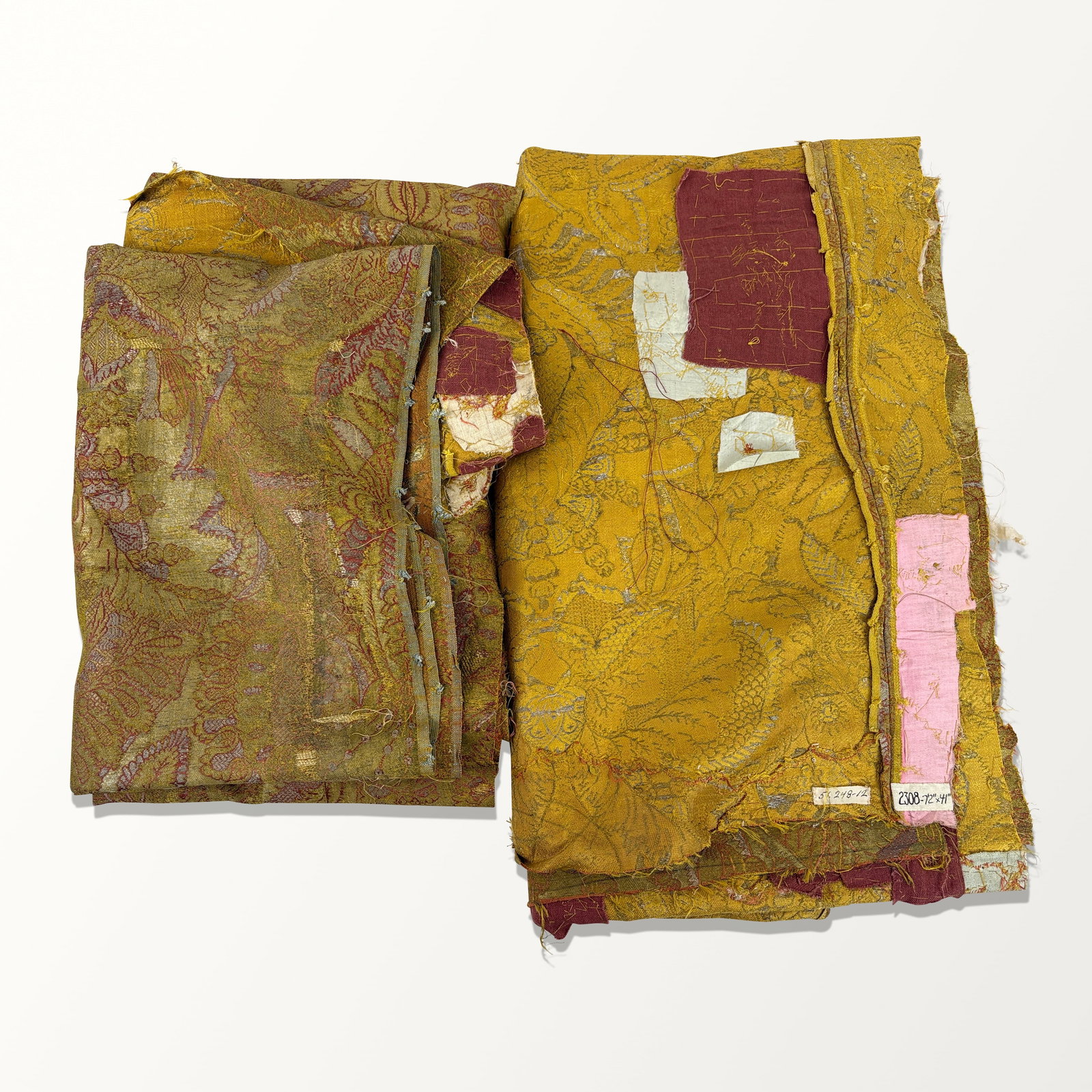 Two Large Brocade Silk and Metallic Fabric Panels (Set) (1 of 7)