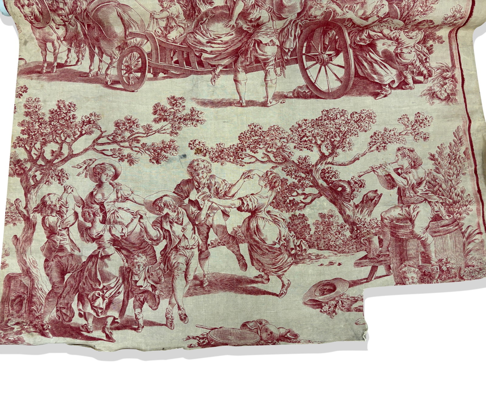 18th Century French Red Toile Linen Panel (1 of 8)