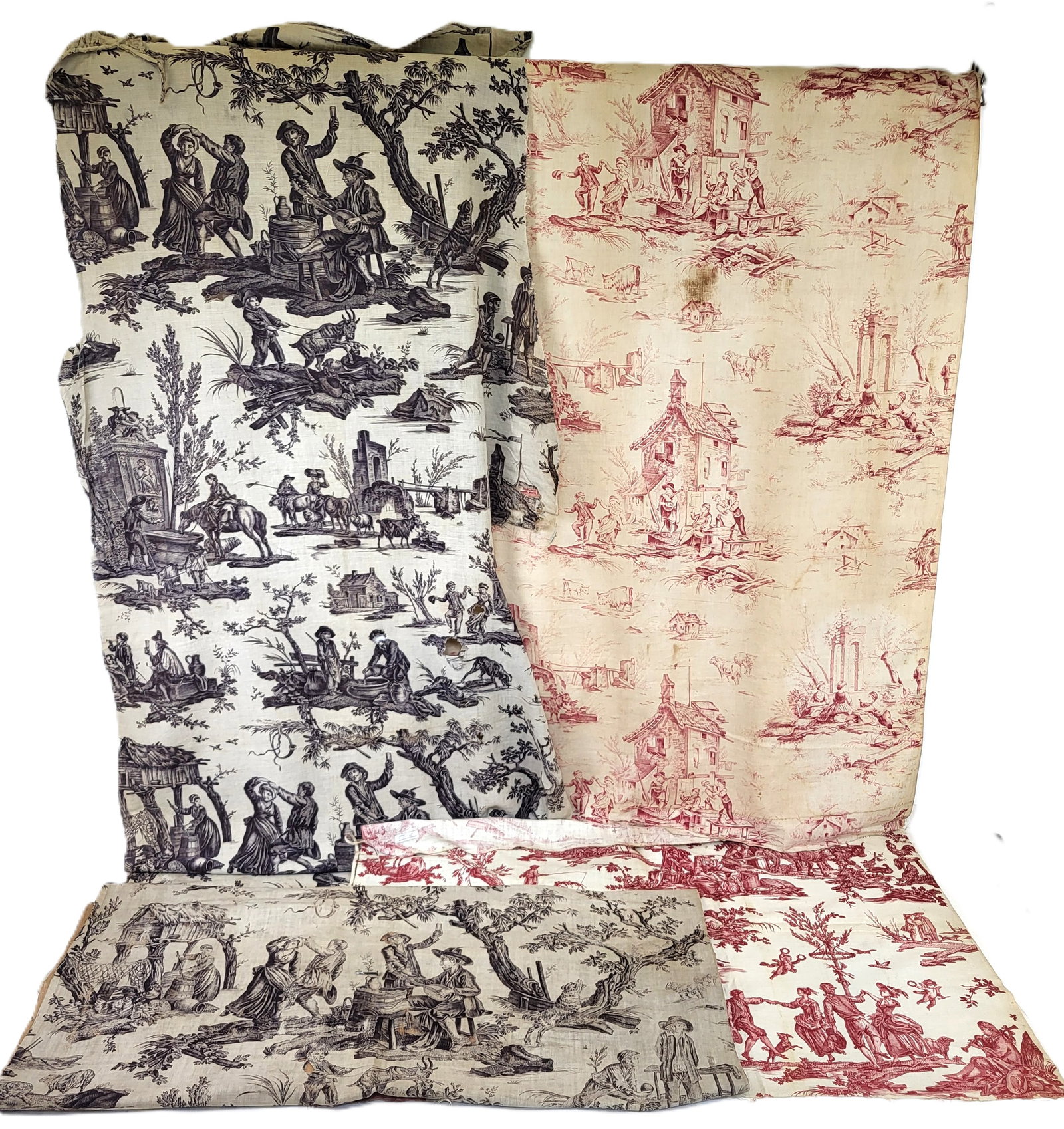 Quantity of 18 C Toile de Jouy Red on White Cotton (1 of 20)