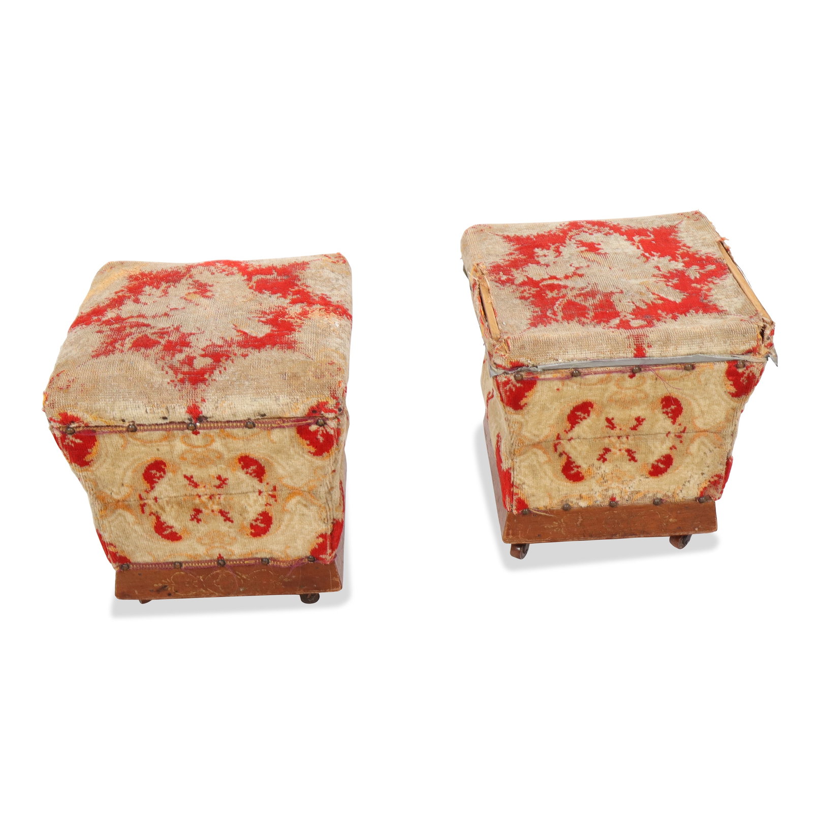 Pair of Antique Hinged Hassocks / Ottomans (1 of 13)