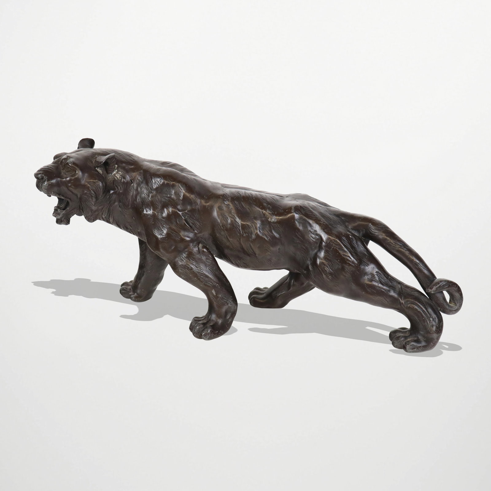 Patinated Metal Figure of a Prowling Big Cat (1 of 9)
