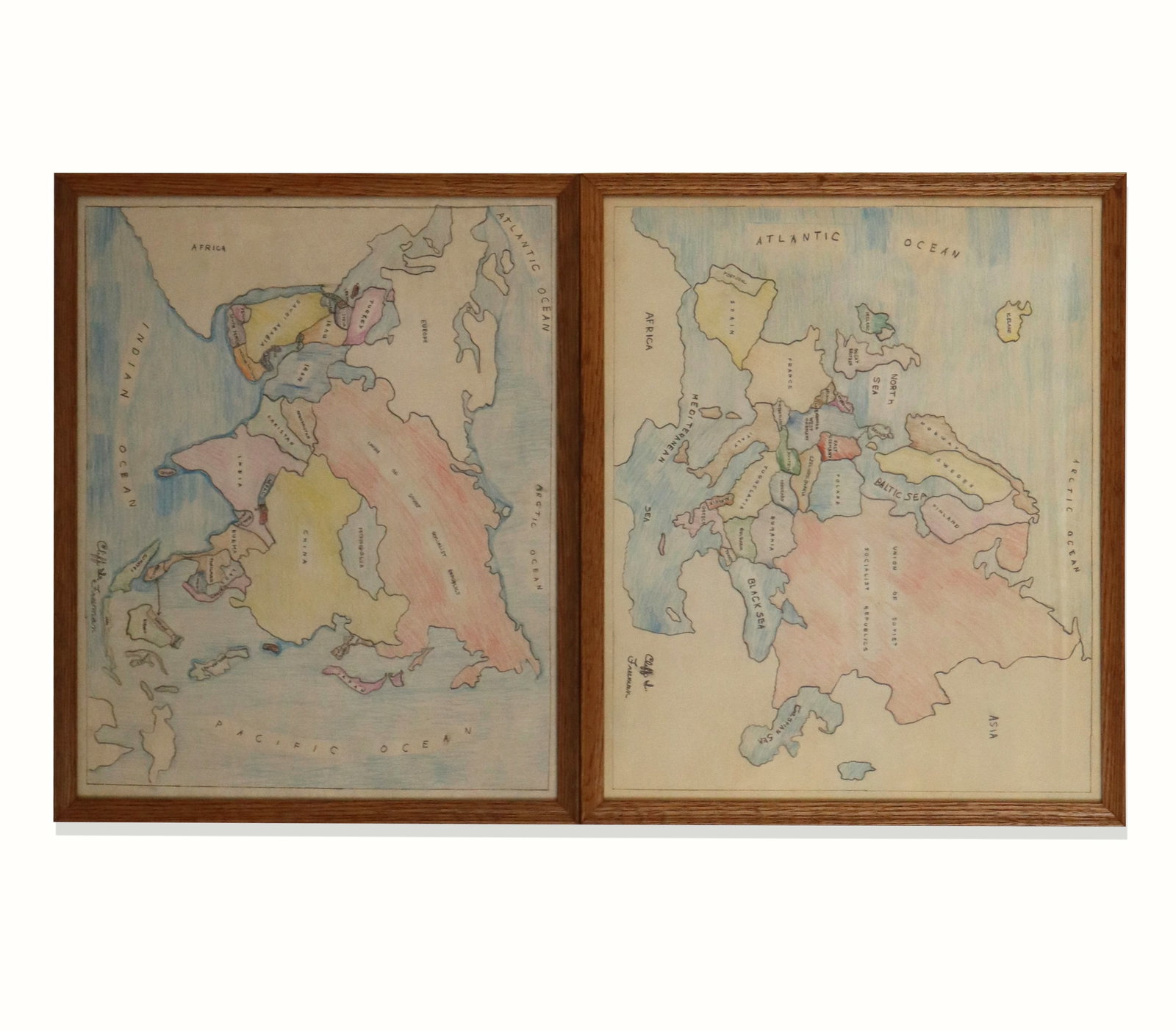 Two Framed Hand-Colored Maps - 16