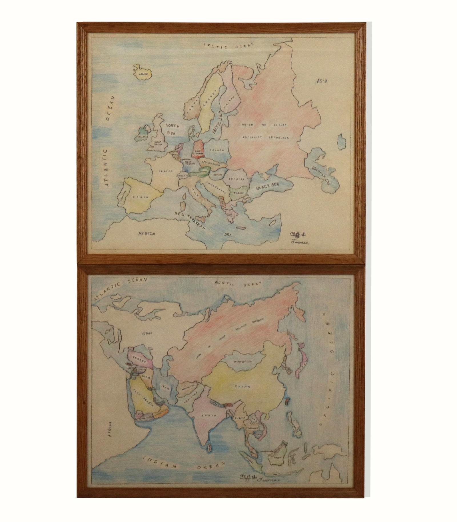 Two Framed Hand-Colored Maps - 17