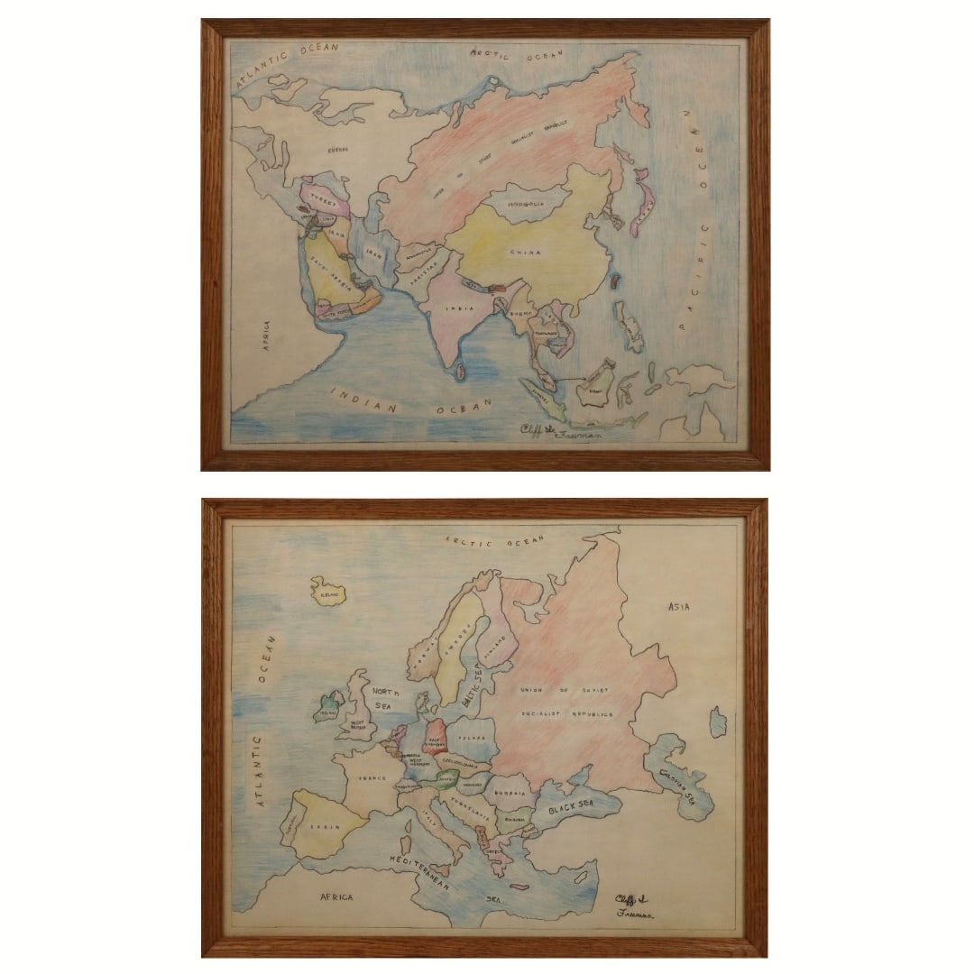 Two Framed Hand-Colored Maps (1 of 19)