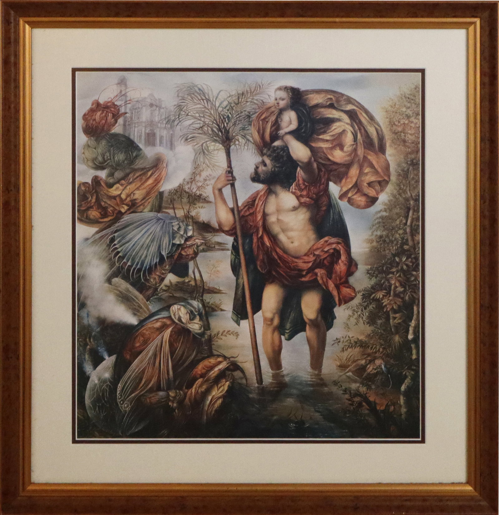 Cosme PROENZA "San Cristobal" Art Print: Cosme Proenza Almaguer (Cuban, 1948-2022) reproduction art print, "San Cristobal de la Habana". [Print: 18.5" H x 17" W; Frame: 26.25" H x 24.5" W]. Overall condition is good.
