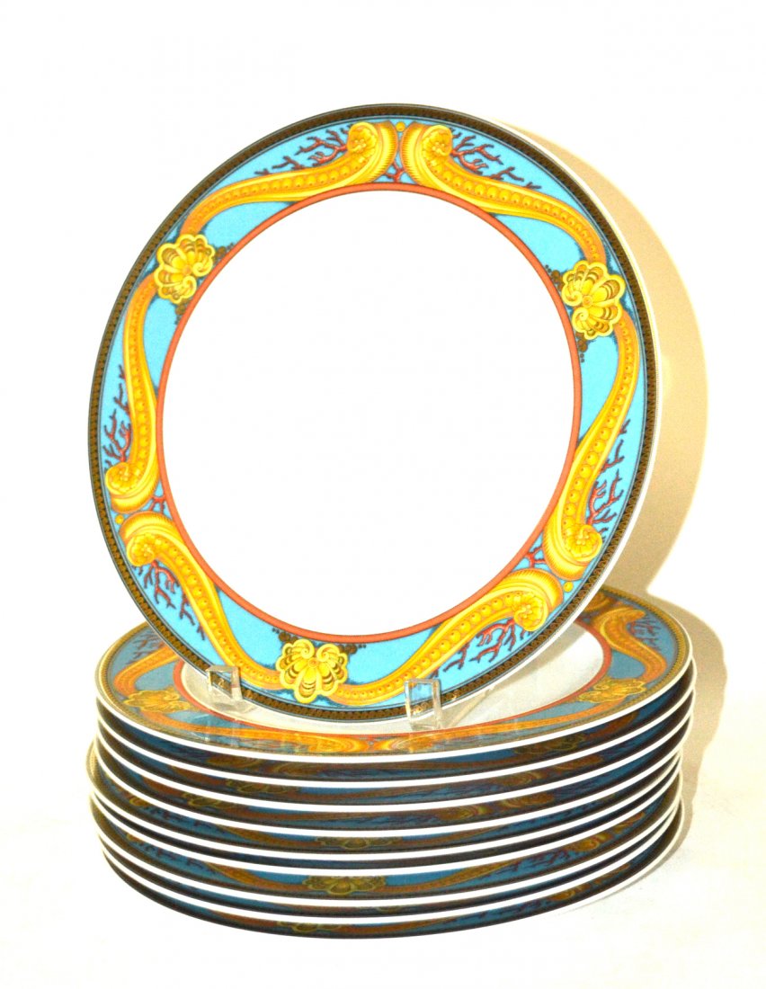 Ten Rosenthal Versace Plates: Ten decorated cabinet plates [10 1/2" Dia]. In good condition.