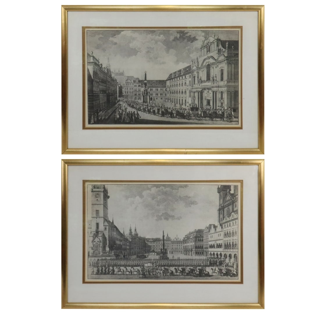 After Franz Heger - Two Prints of Prague: After Franz Heger (?), Two prints, Views of Prague, in black and white, 20th century. [Sight 12" H x 18" W; frame 18" x 24"]. Good condition.
