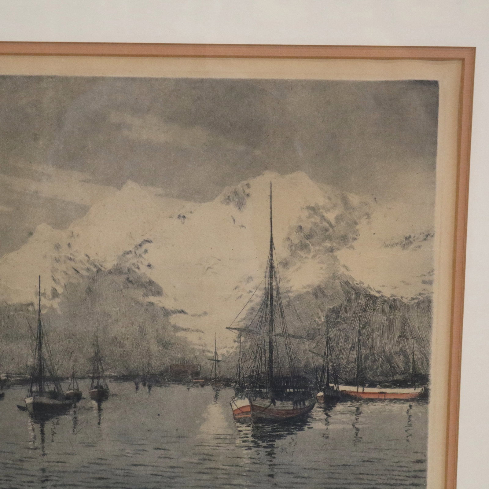 Signed Illegibly - Harbor Scene Print - 12