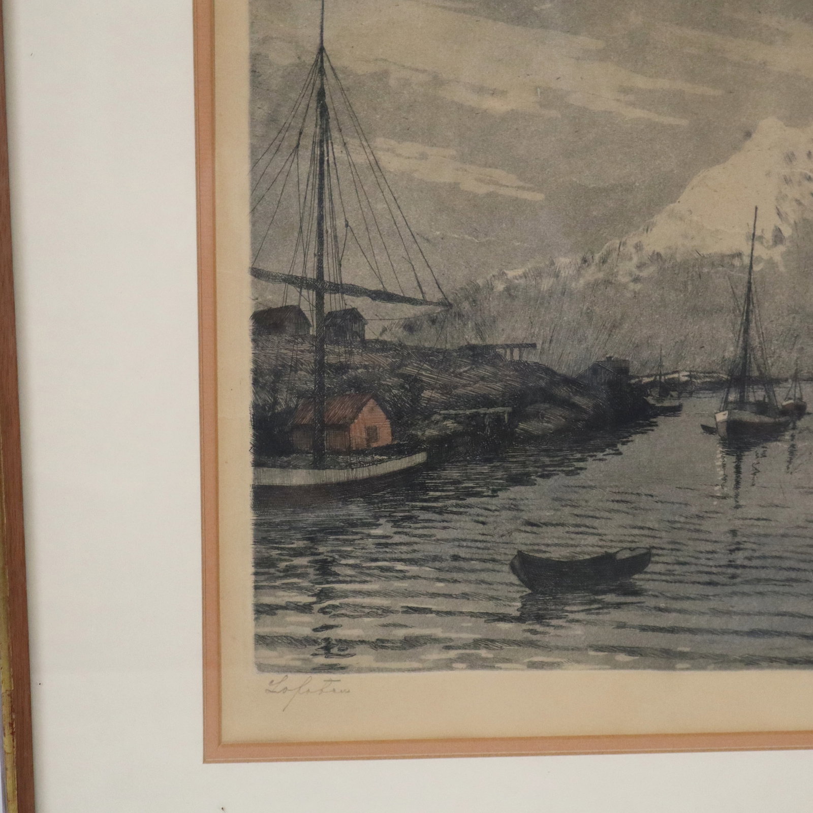 Signed Illegibly - Harbor Scene Print - 13