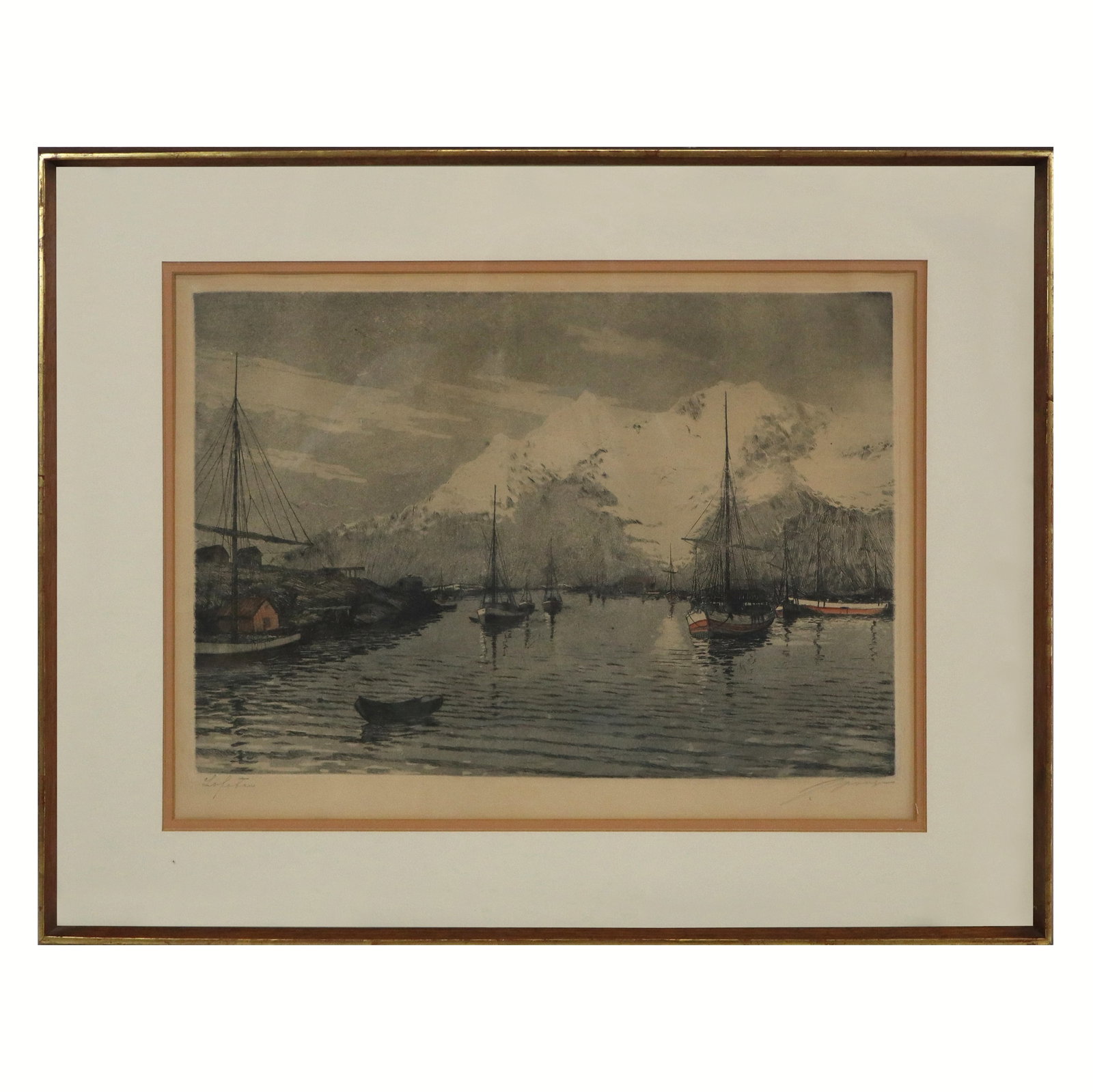 Signed Illegibly - Harbor Scene Print - 3