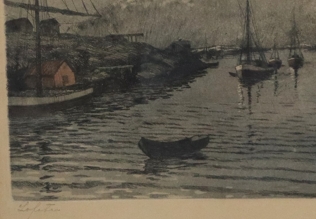 Signed Illegibly - Harbor Scene Print - 4