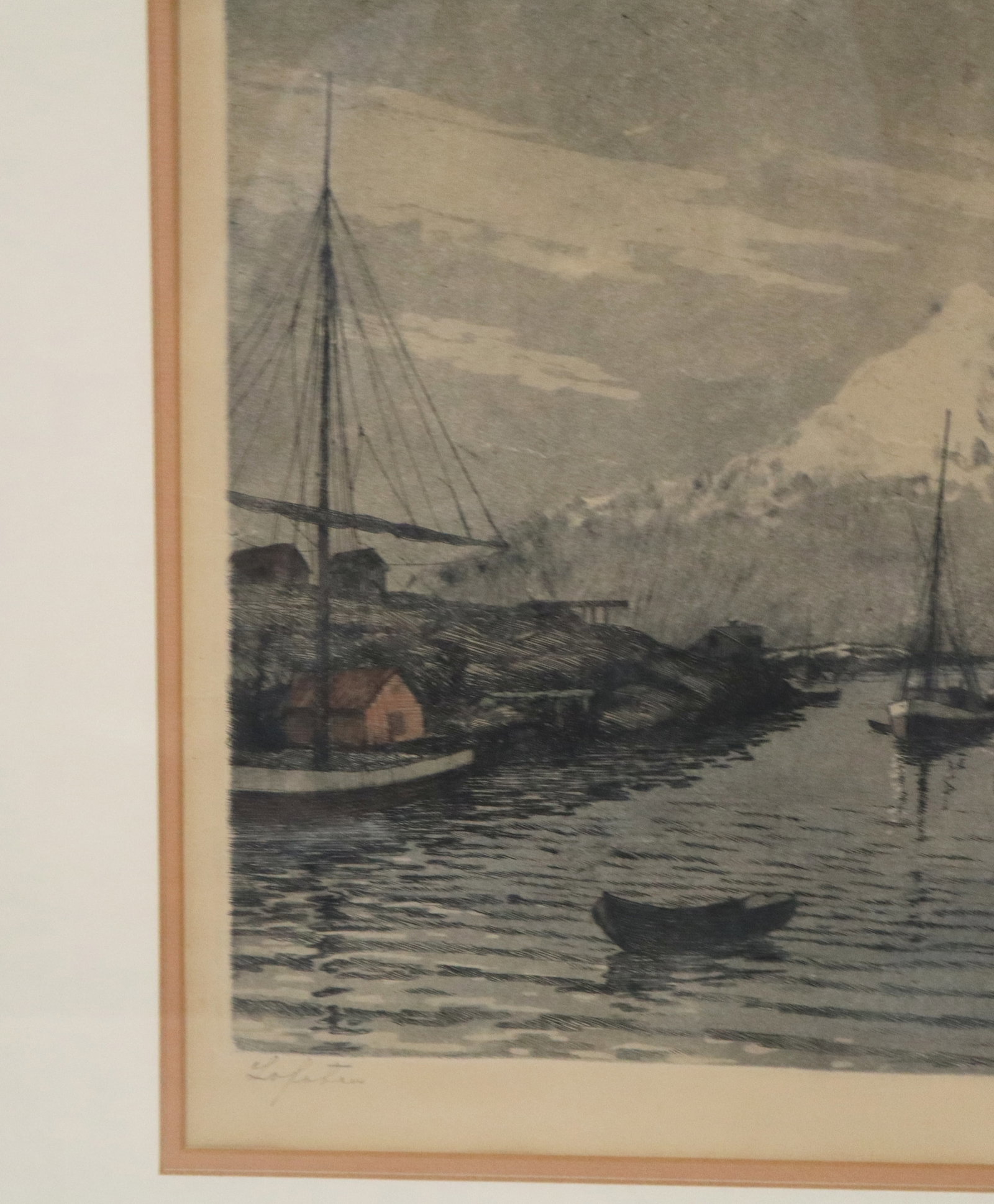 Signed Illegibly - Harbor Scene Print - 5