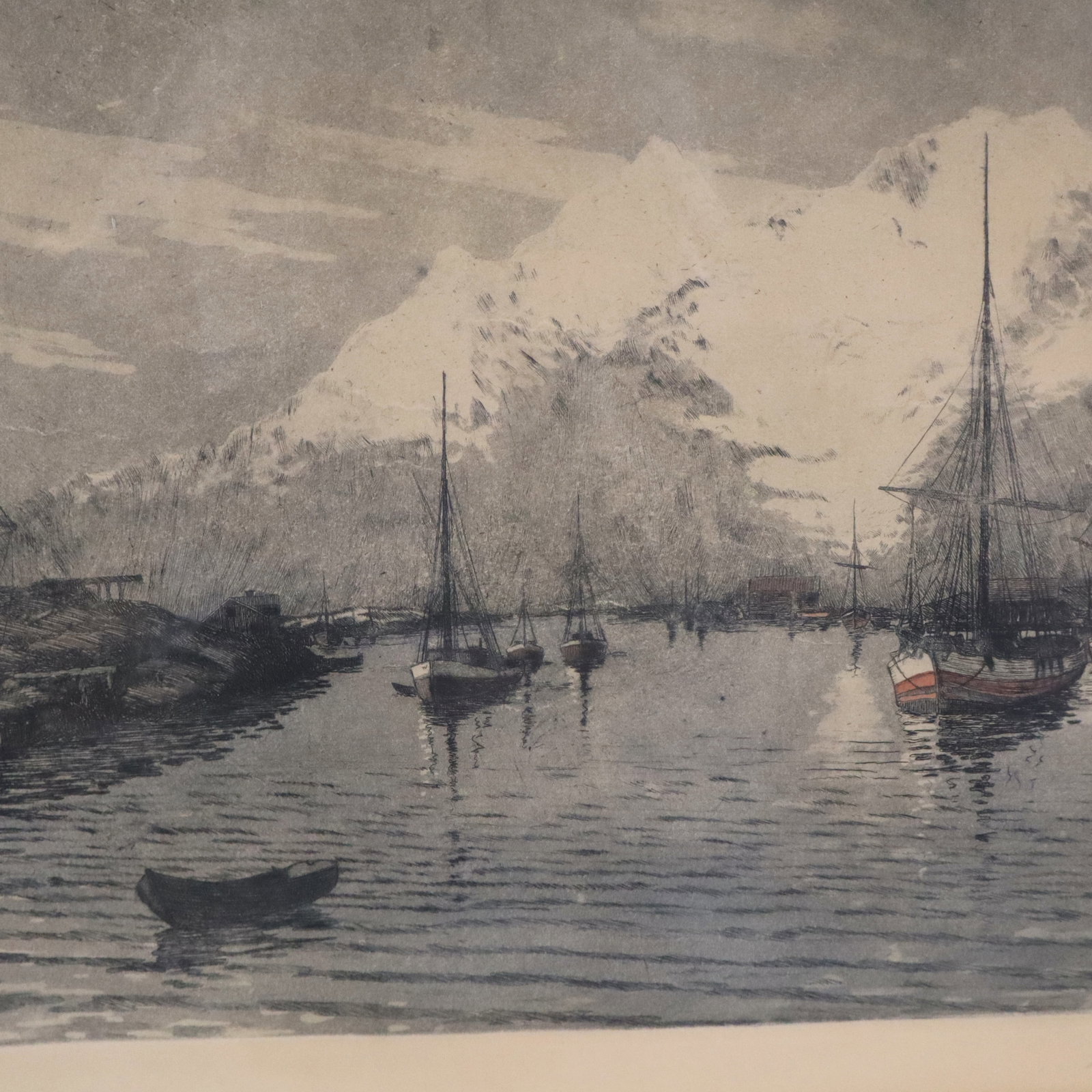 Signed Illegibly - Harbor Scene Print - 6
